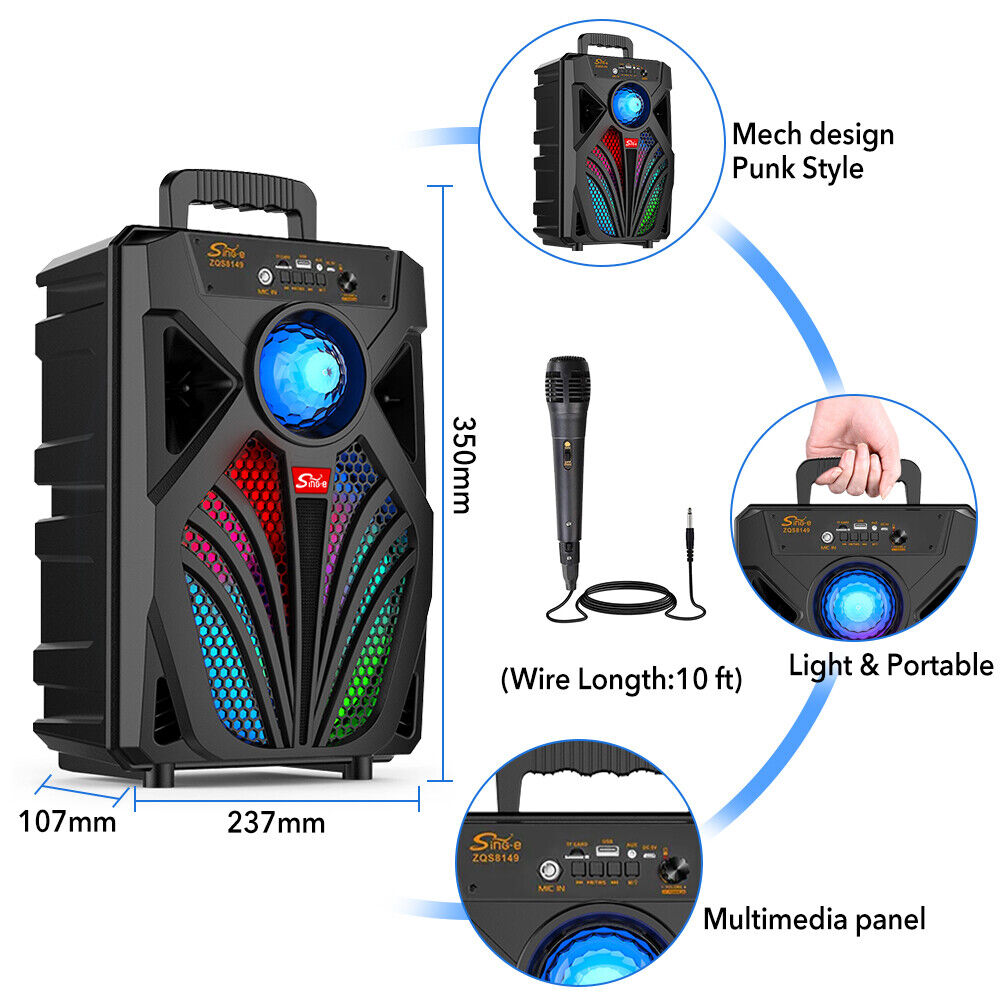 2000W Portable Bluetooth Speaker Sub woofer Heavy Bass Sound Party System w/ Mic - 10