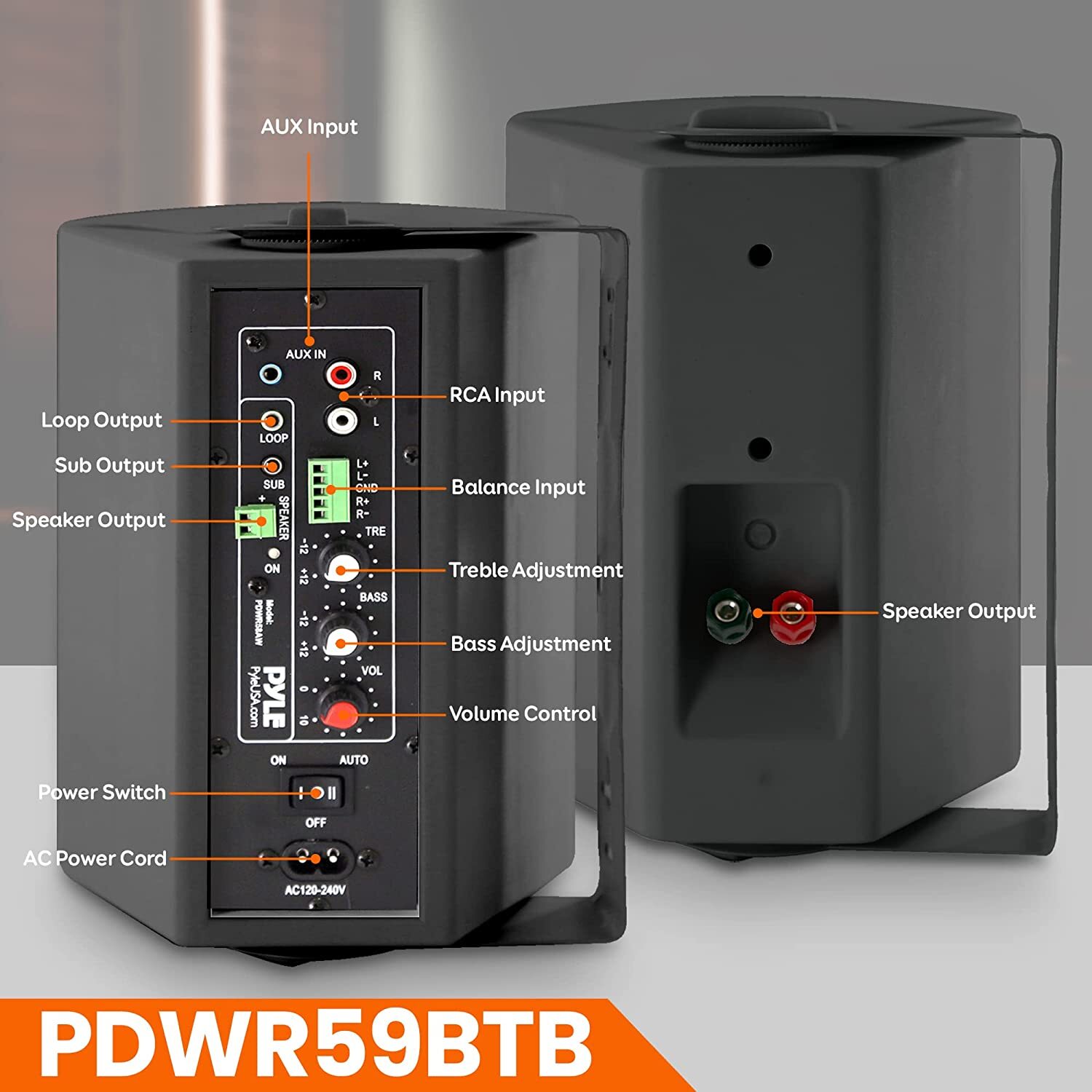 PyleHome PDWR59BTB 5.25 Inch Bluetooth Wall Speaker Pair - 2