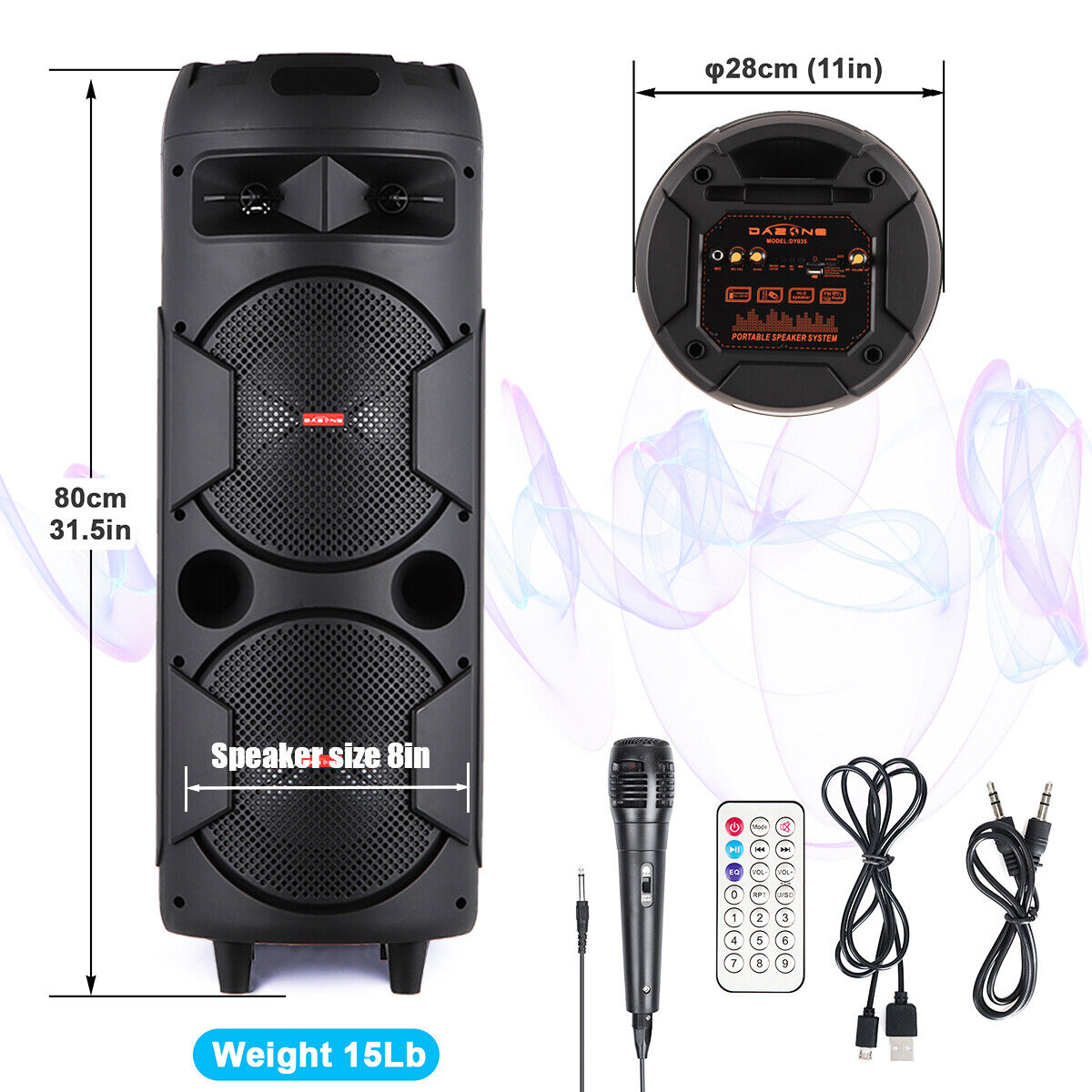 5000W Portable Bluetooth Speaker Subwoofer Heavy Bass Sound System Party + Mic - 10