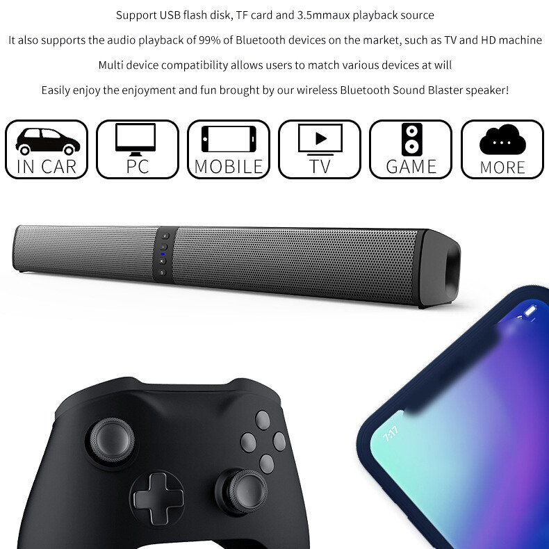 Bluetooth 5.0 Home TV Sound Bar Speaker System Wireless Subwoofer 3D Surround - 7