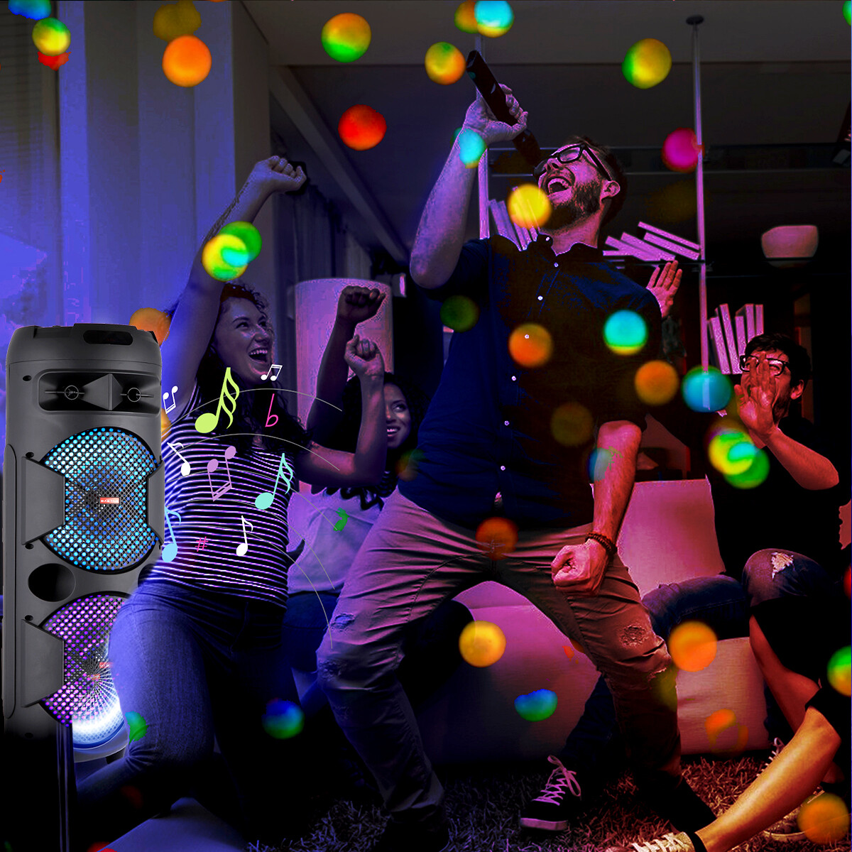 3000W Wireless Bluetooth Speaker Cylindrical Party Woofer PA System + Micphone - 4