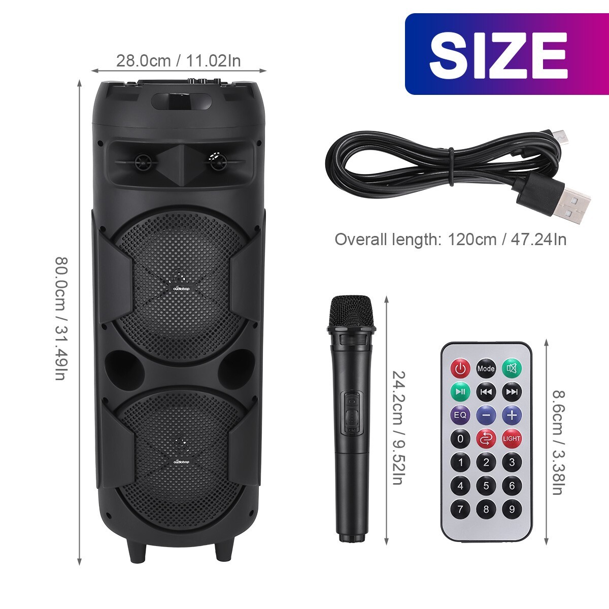 Party Portable Wireless Bluetooth Speaker Bass Sound Subwoofer with Microphone - 3