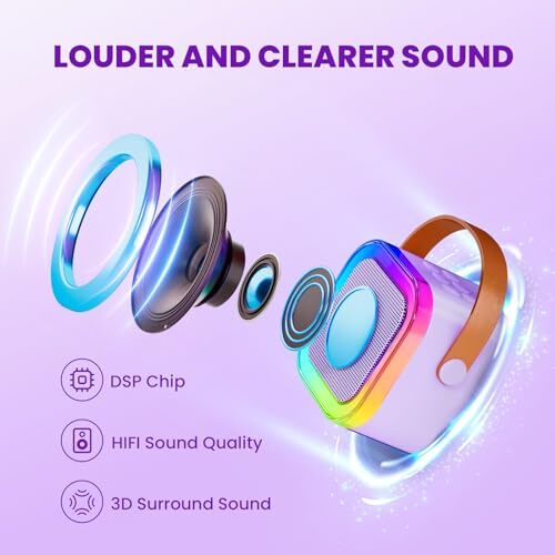 Mini Karaoke Machine for Kids, Karafun Premium with Thousands of Purple 2 Mics - 3