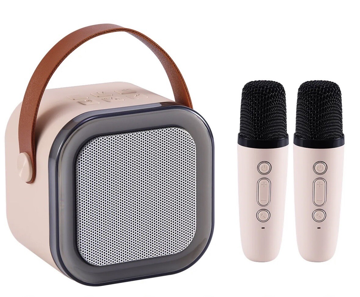 Mini Karaoke Machine for Kids & Adults Portable Speaker - 2 Wireless Mphone PINK - 1