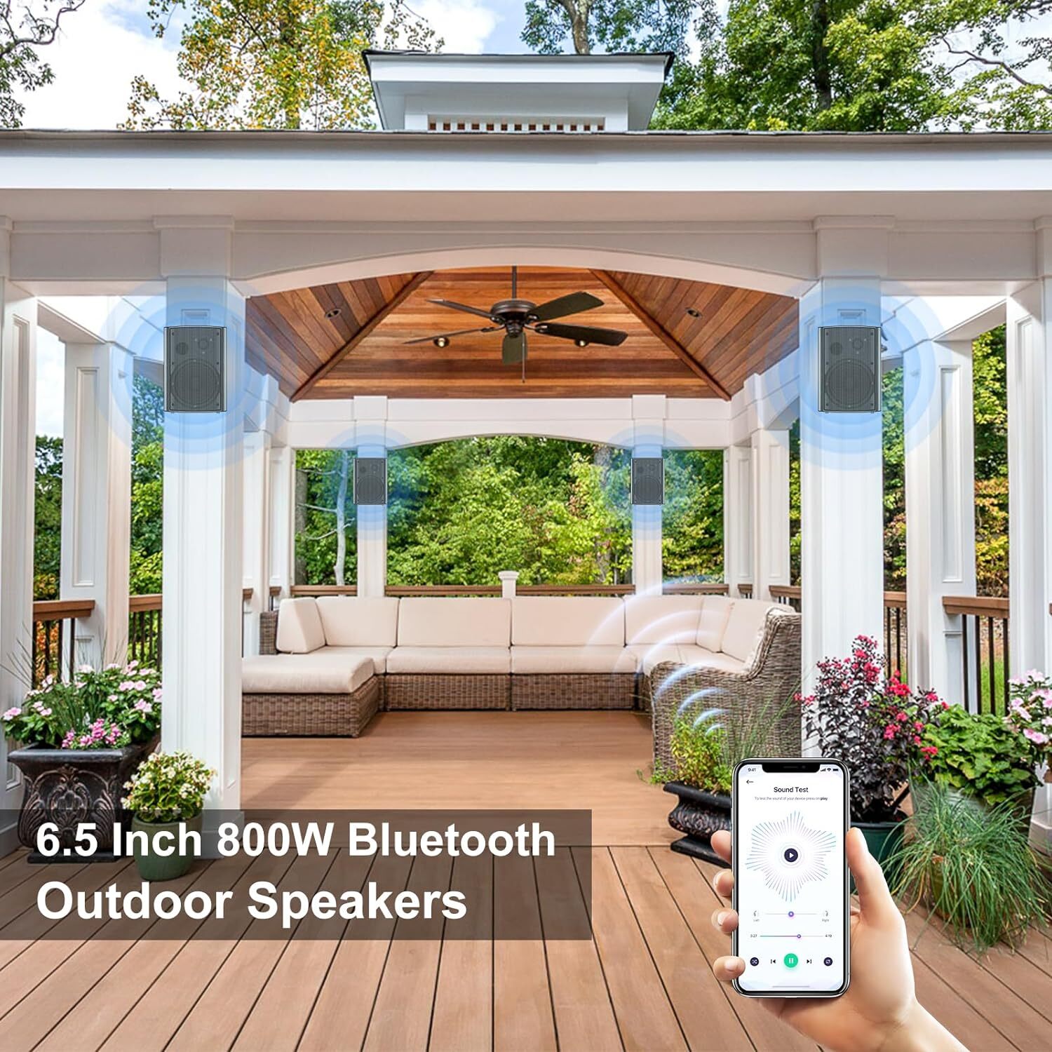 4*STUDIOFINIX 800W 6.5" Bluetooth Outdoor Speakers Waterproof USB Wall Amplifier - 13