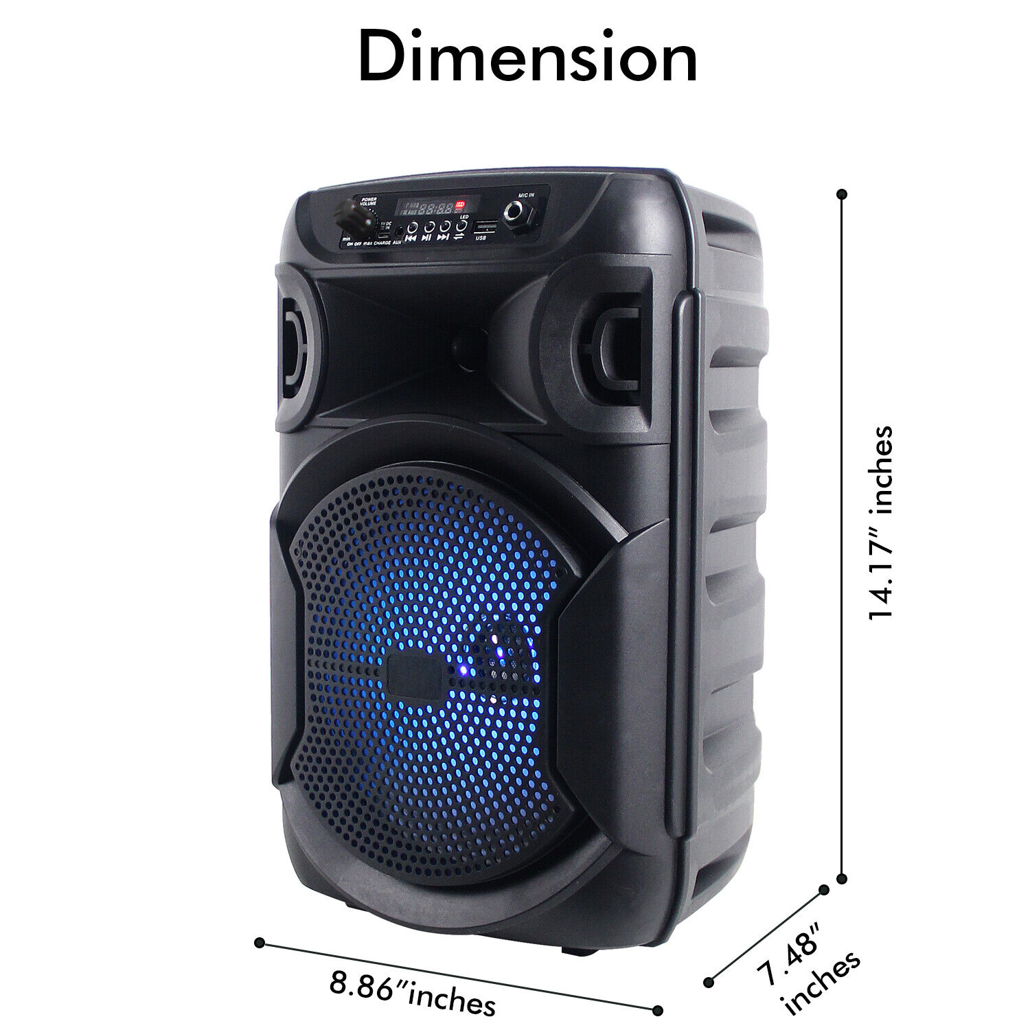 Professional 8 Inch Portable 1000 watts Bluetooth Speaker with Wired Microphone - 4