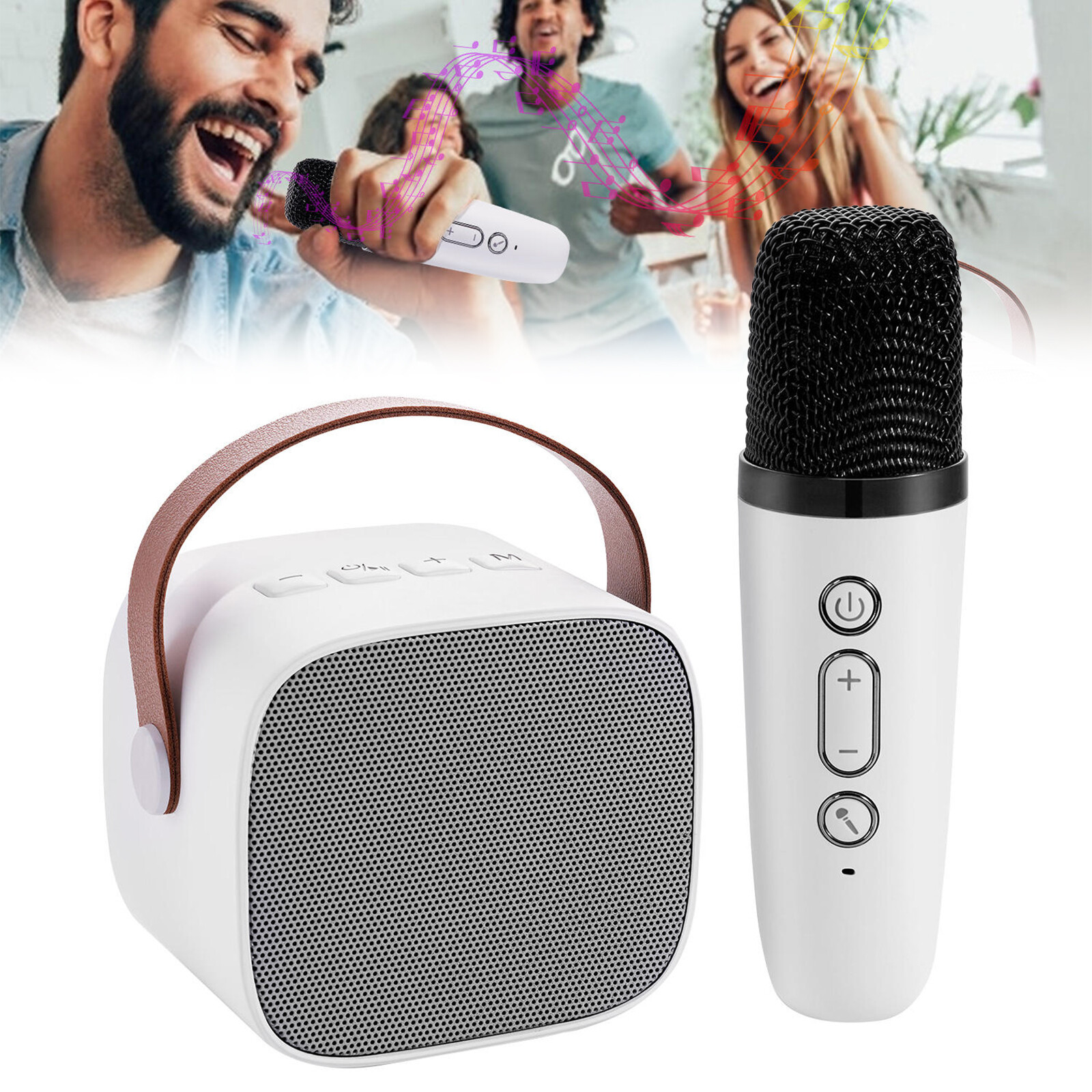 Mini Karaoke Machine For Kids Portable Bluetooth Speaker W/ Wireless Microphone - 1