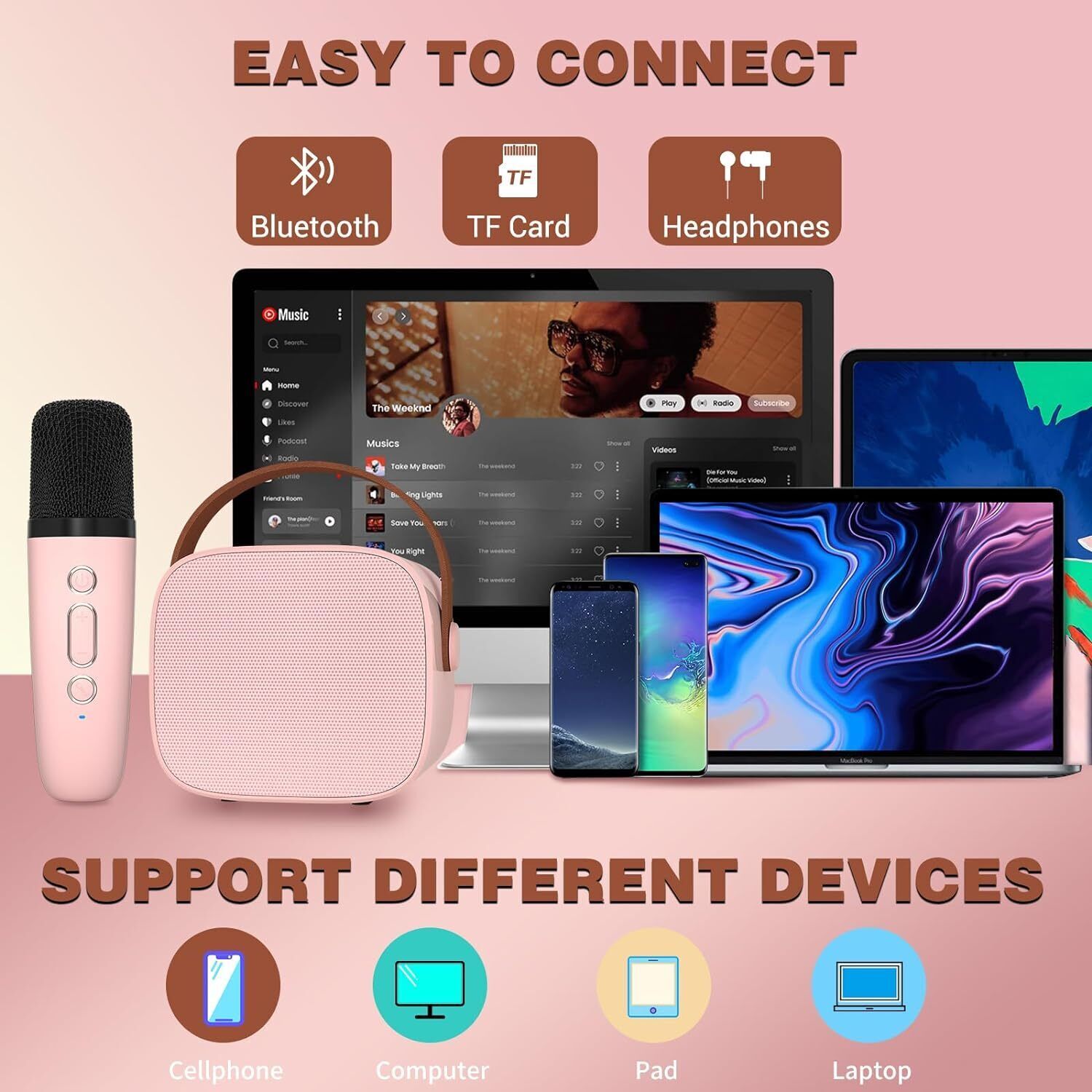 Mini Karaoke Machine for Adult and Kid Portable Handheld Bluetooth Speaker w/Mic - 6