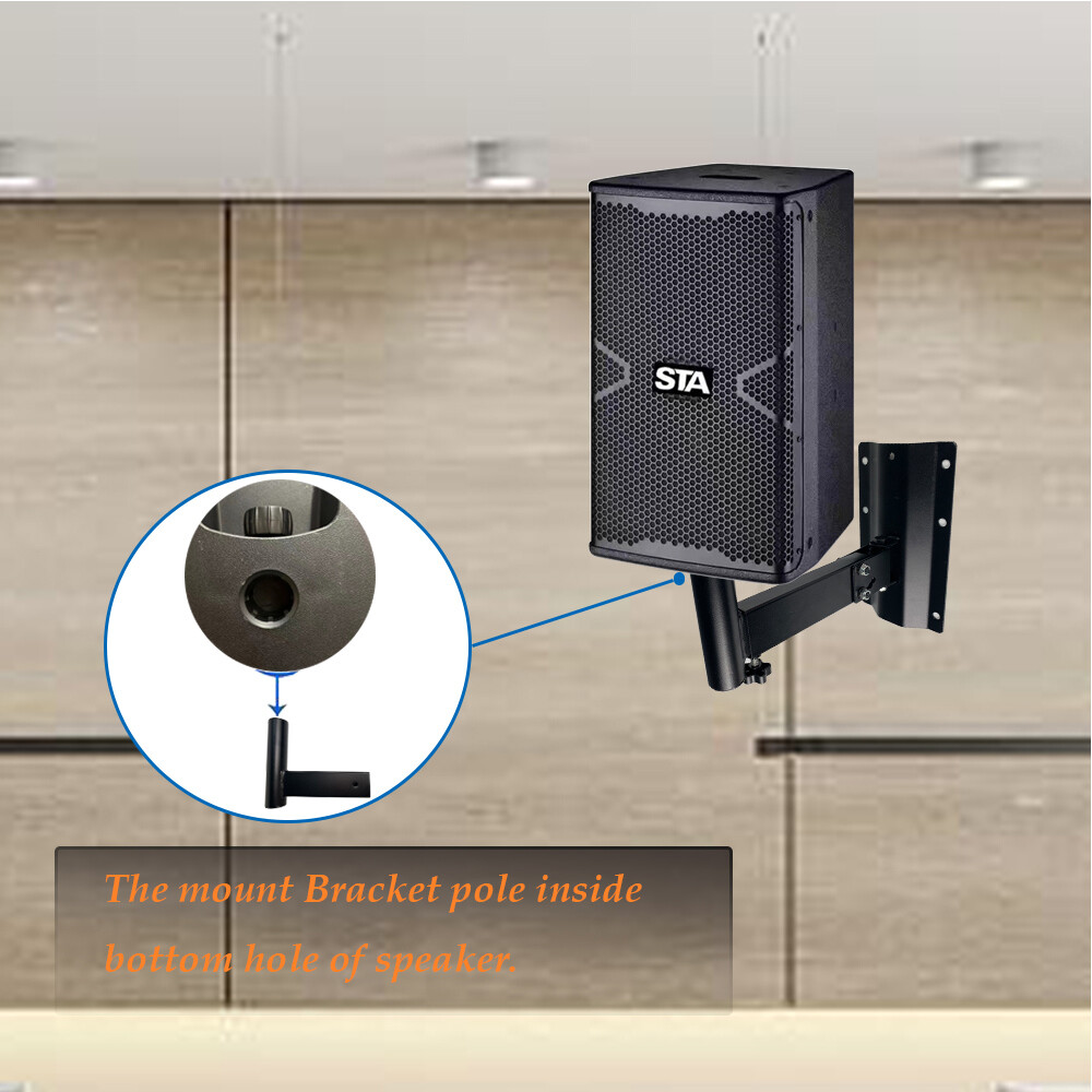 2-Pack Wall Mount Speaker Stands Angle Tilt Rotation Adjustment Universal Stand - 3