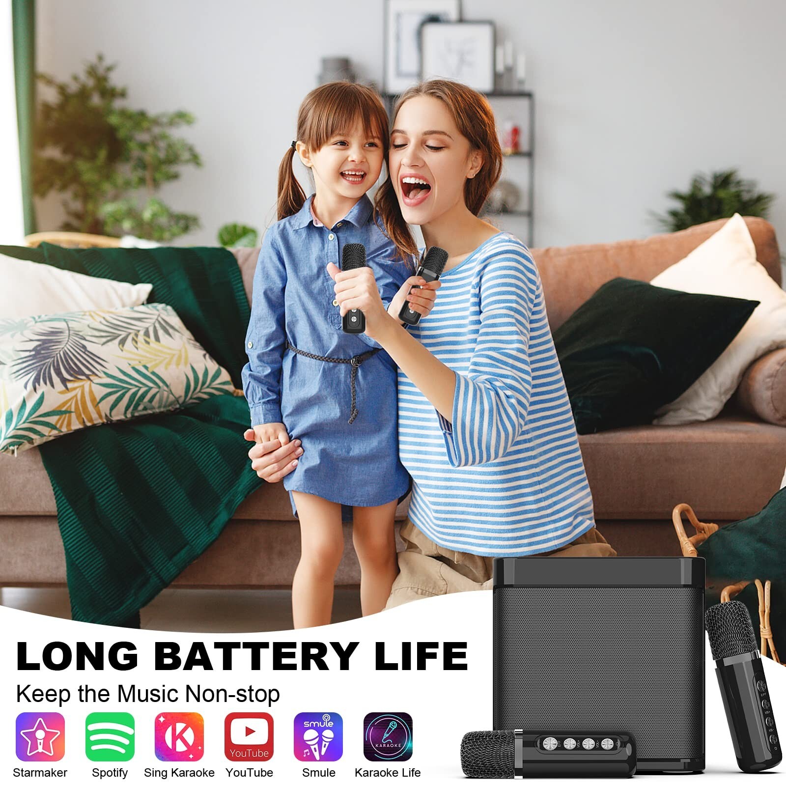 Karaoke Machine for Adults and Kids, FULLIFE Portable Bluetooth PA Speaker Sy... - 2