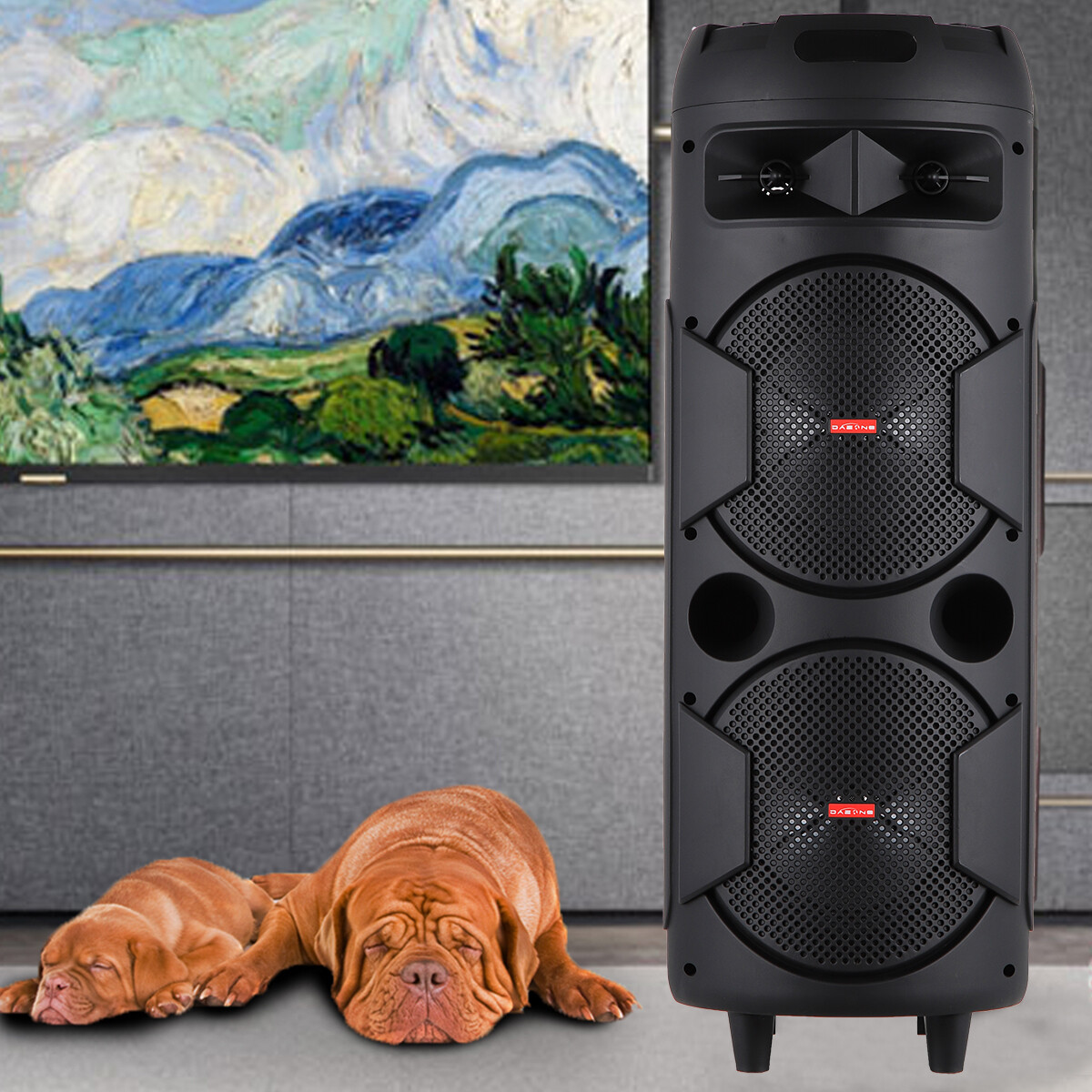 Dual 6.5" Woofer Portable FM Bluetooth Party Speaker Heavy Bass Sound With Mic - 6