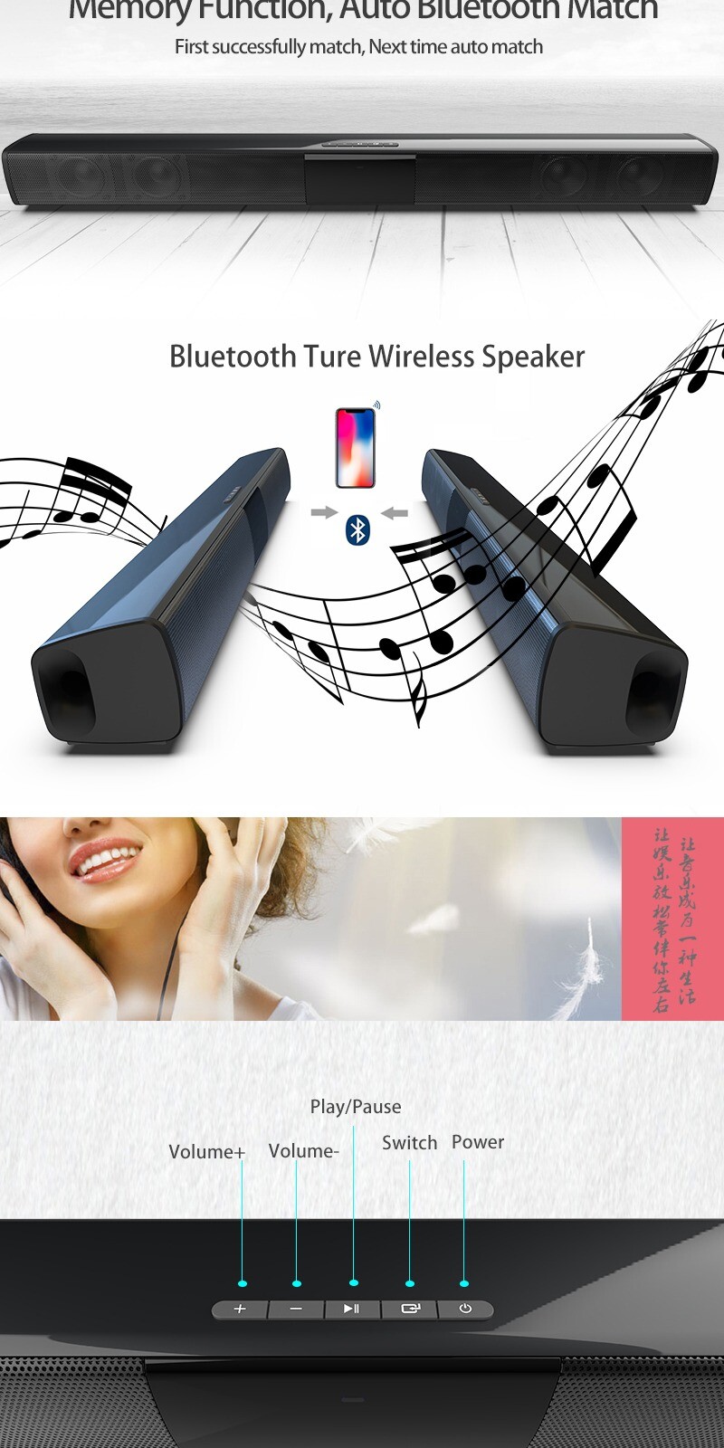 TV Speaker Bluetooth Speakers for Computer 2.1 Soundbar Subwoofer Bass Stereo - 10