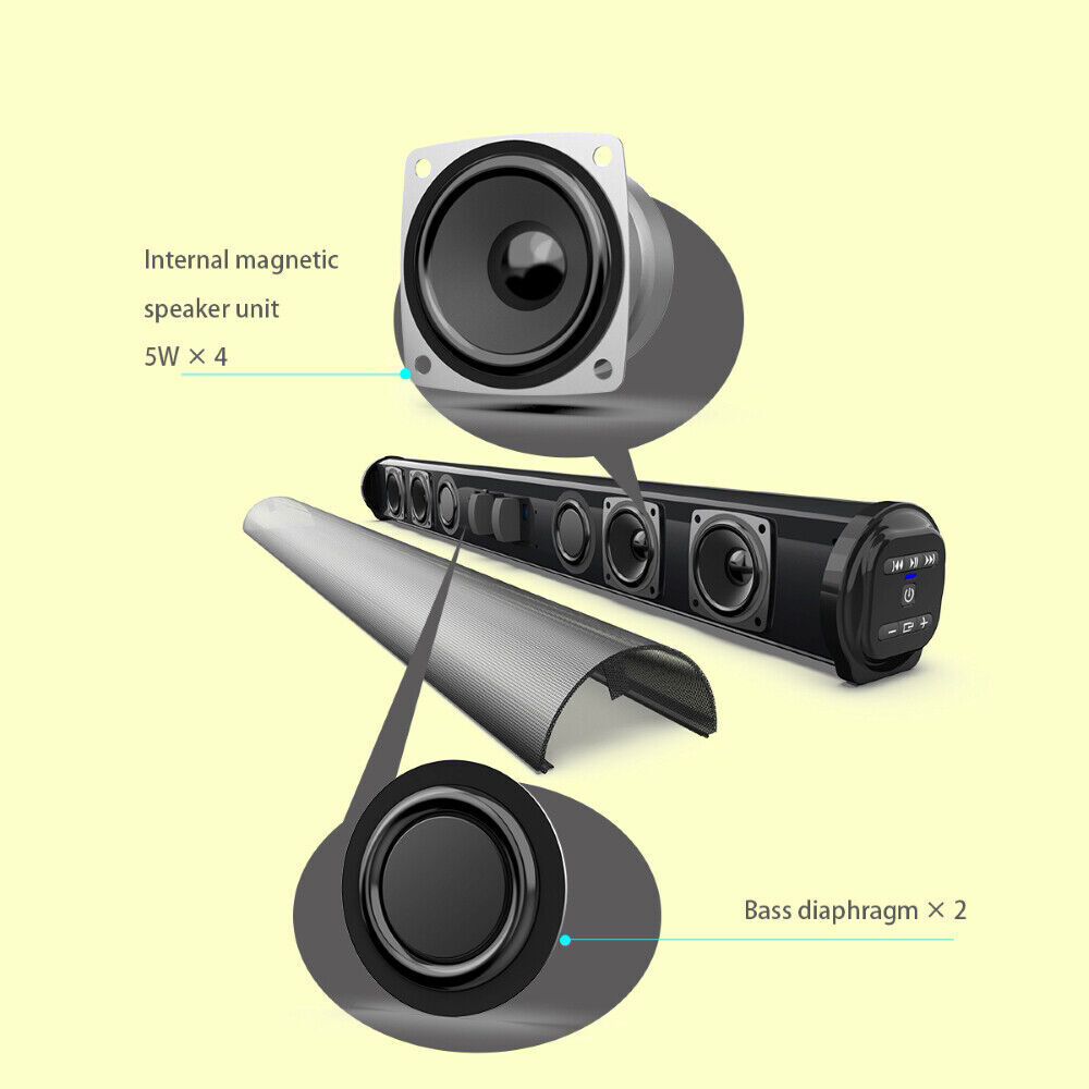 Surround Sound Bar Bluetooth Speaker System Wireless Subwoofer TV Home Theater - 3