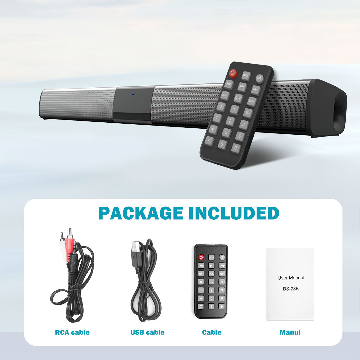 Bluetooth Wireless Powerful TV Sound Bar Home Theater Subwoofer Soundbar Remote - 11