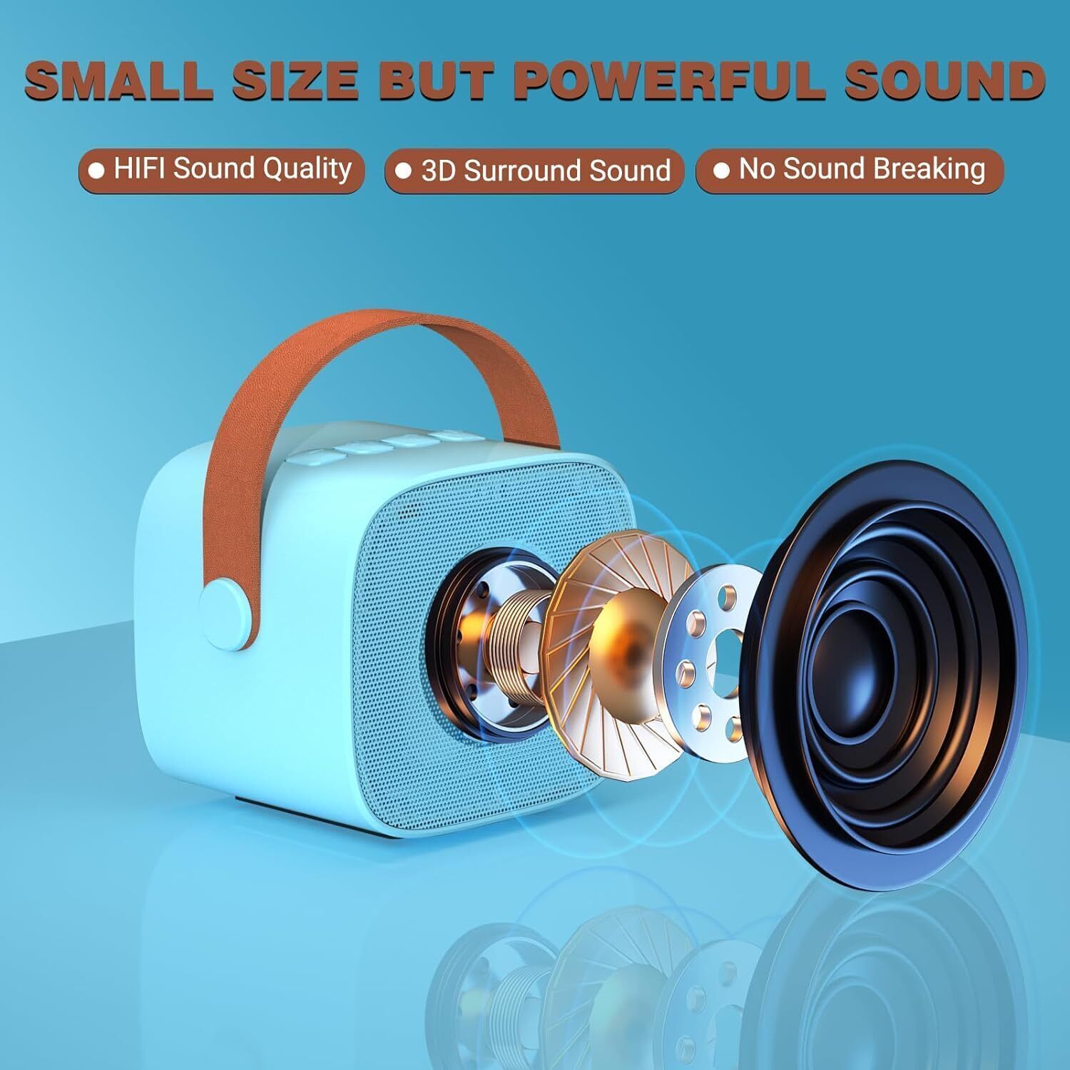 Mini BT Karaoke Machine With Wireless Microphone Portable Loud Speaker for Kids - 2