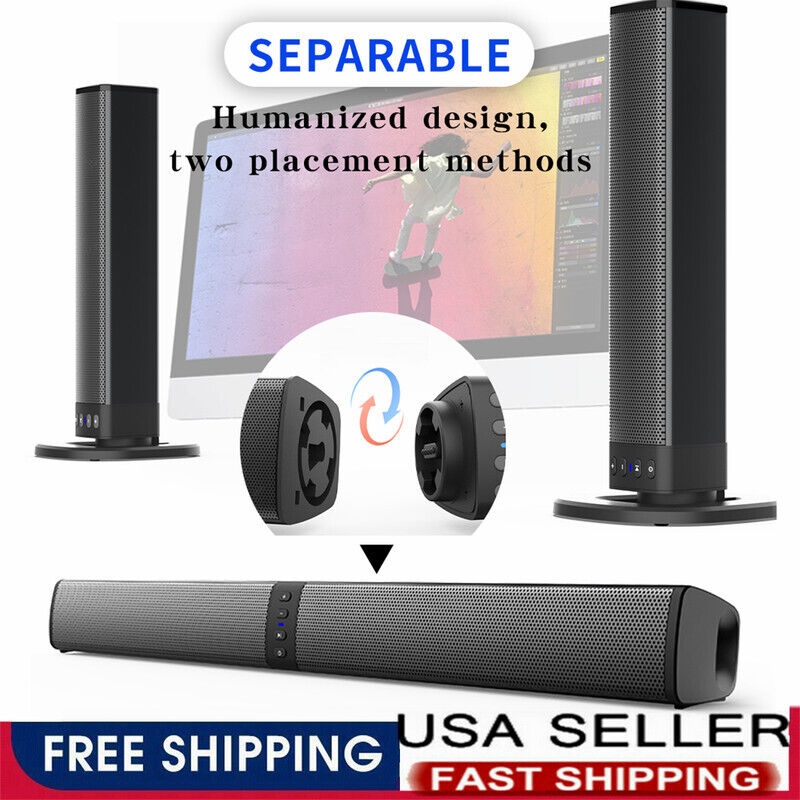 Bluetooth 5.0 Home TV Sound Bar Speaker System Wireless Subwoofer 3D Surround US