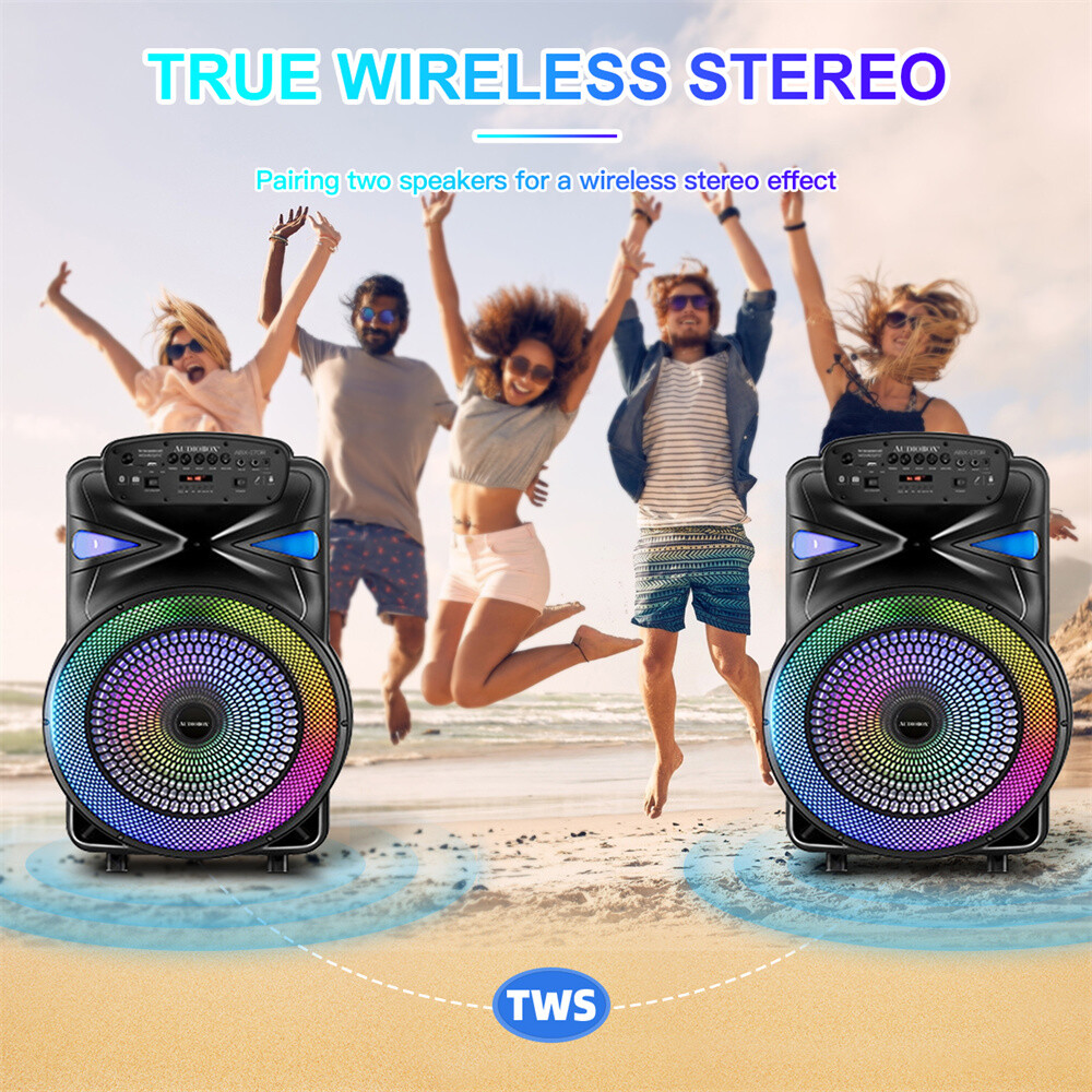 Portable 8''/15” Bluetooth Speaker Subwoofer Heavy Bass Party System Mic FM LOT - 14