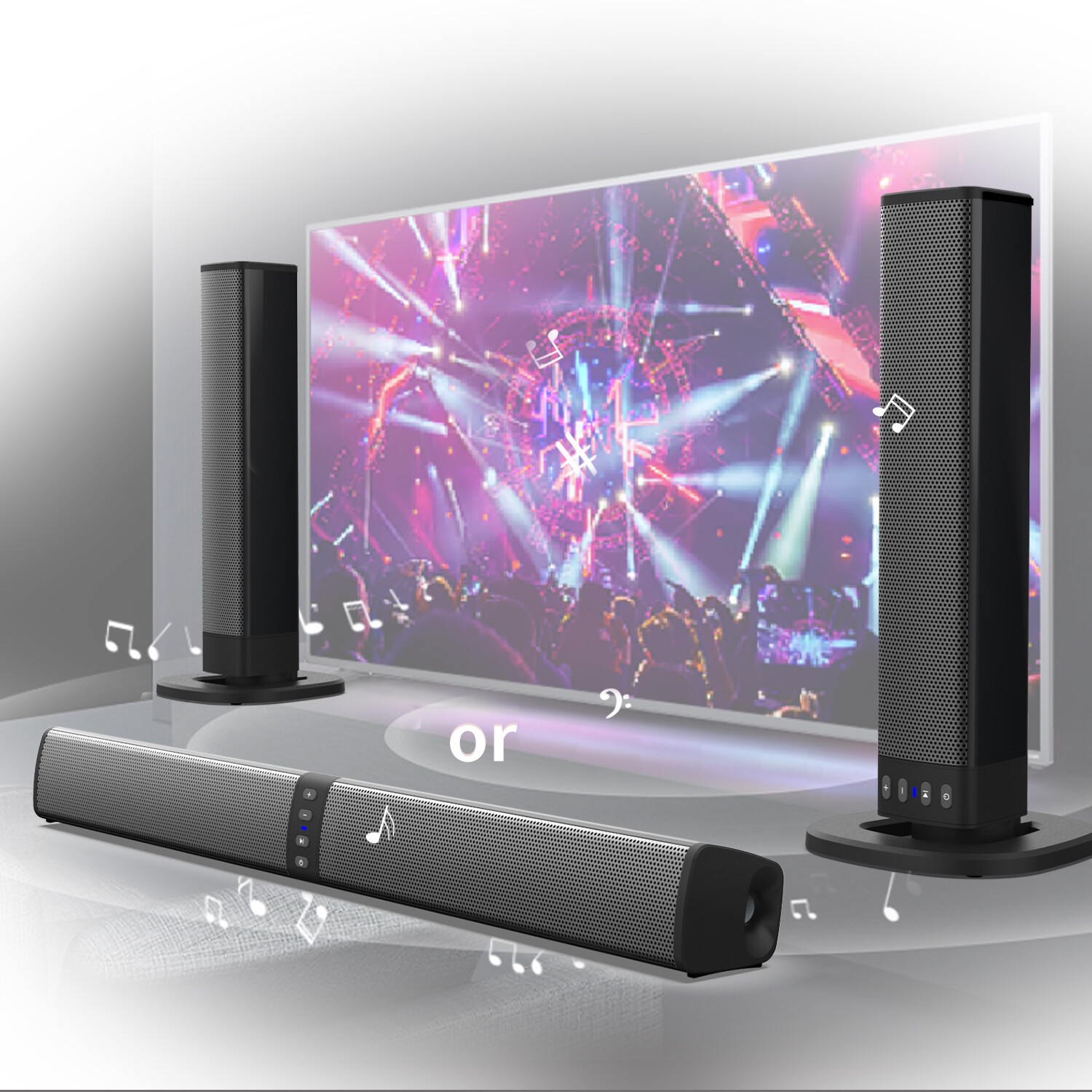 Bluetooth 5.0 Home TV Sound Bar Speaker System Wireless Subwoofer 3D Surround - 3