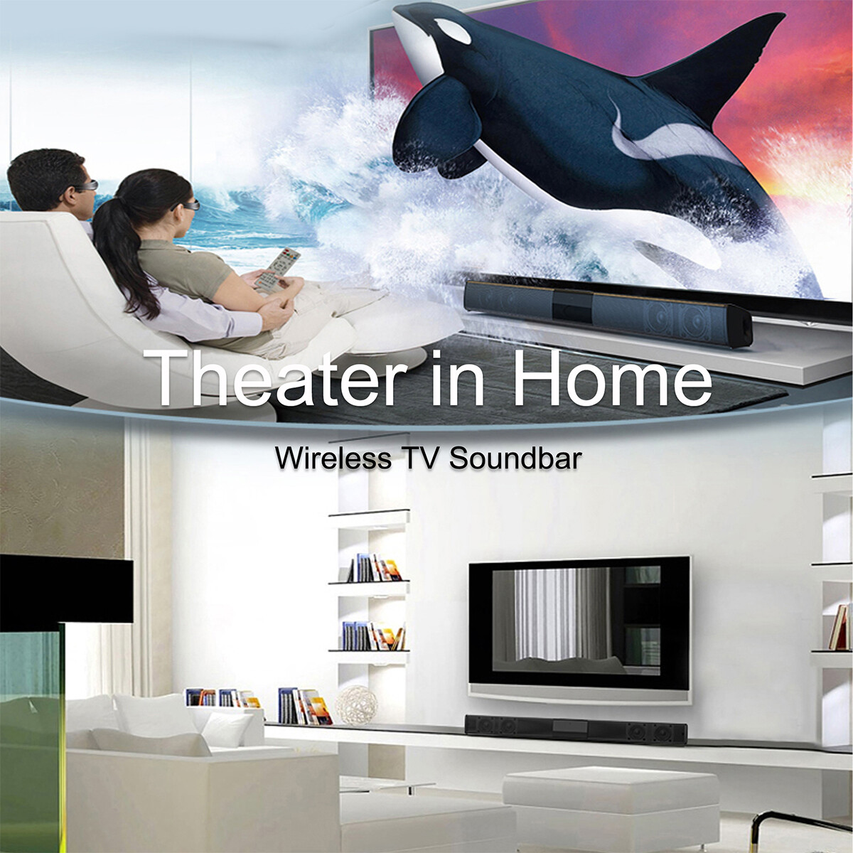 Wireless Sound Bar 4 Speaker System BT Subwoofer TV Home Speaker Theater&Remote - 8