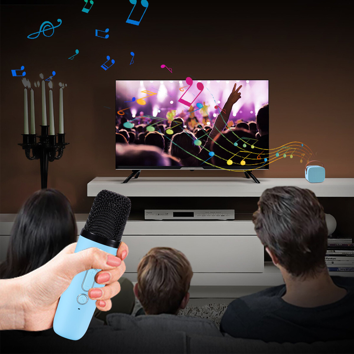 Mini BT Karaoke Machine With Wireless Microphone Portable Loud Speaker for Kids - 7