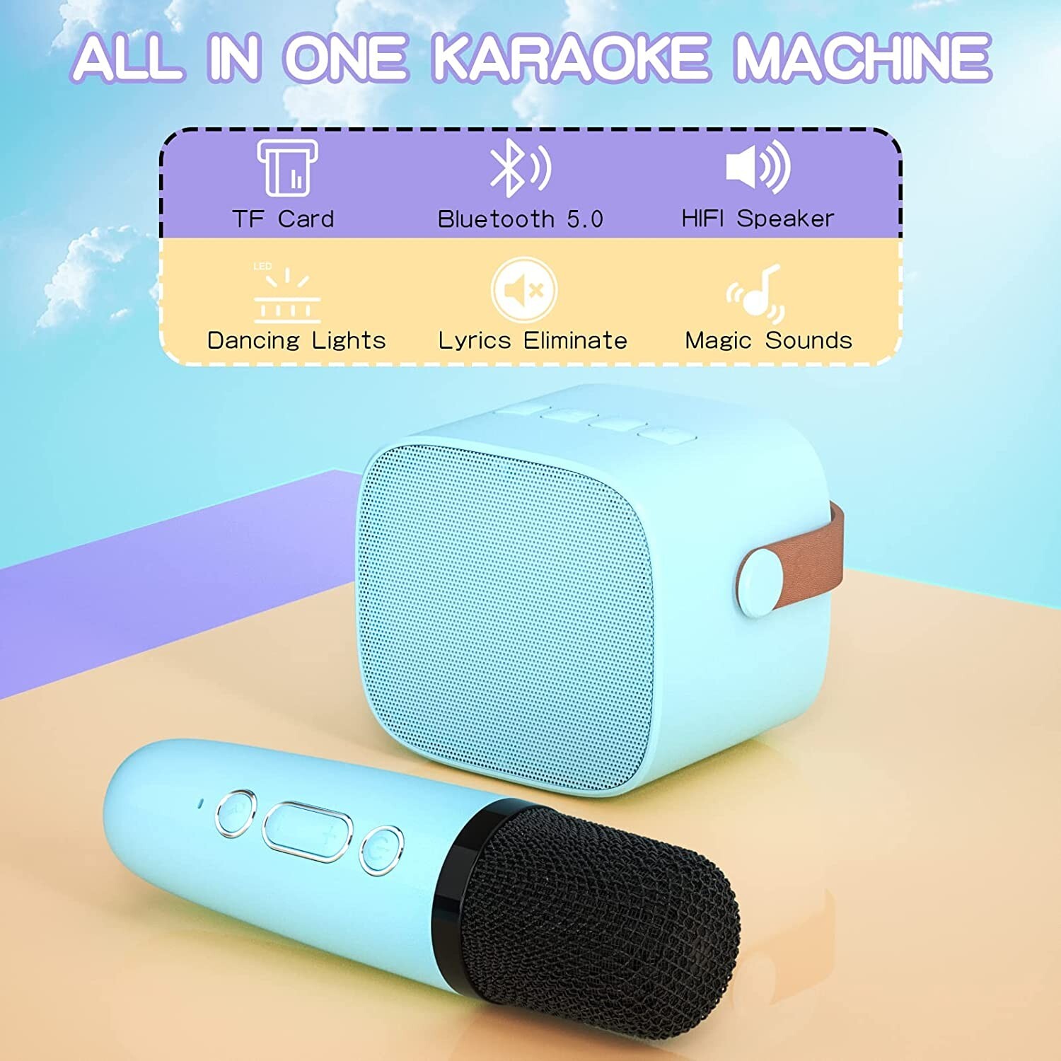 Karaoke Machine Portable Bluetooth Speaker with Wireless Microphone MP3 Player - 2