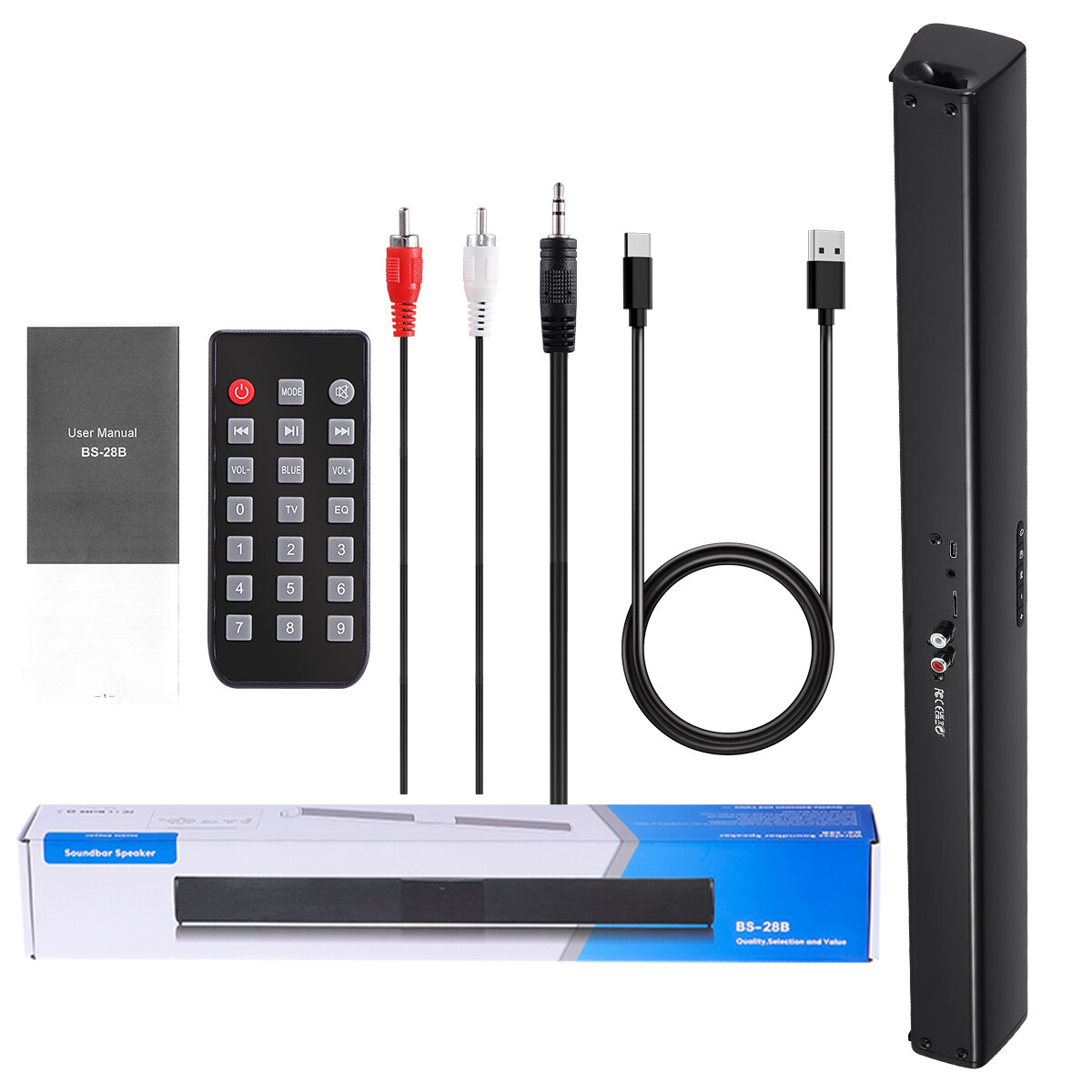 Surround Sound Bar 4 Speaker System Bluetooth Subwoofer TV Home Theater w/Remote - 12