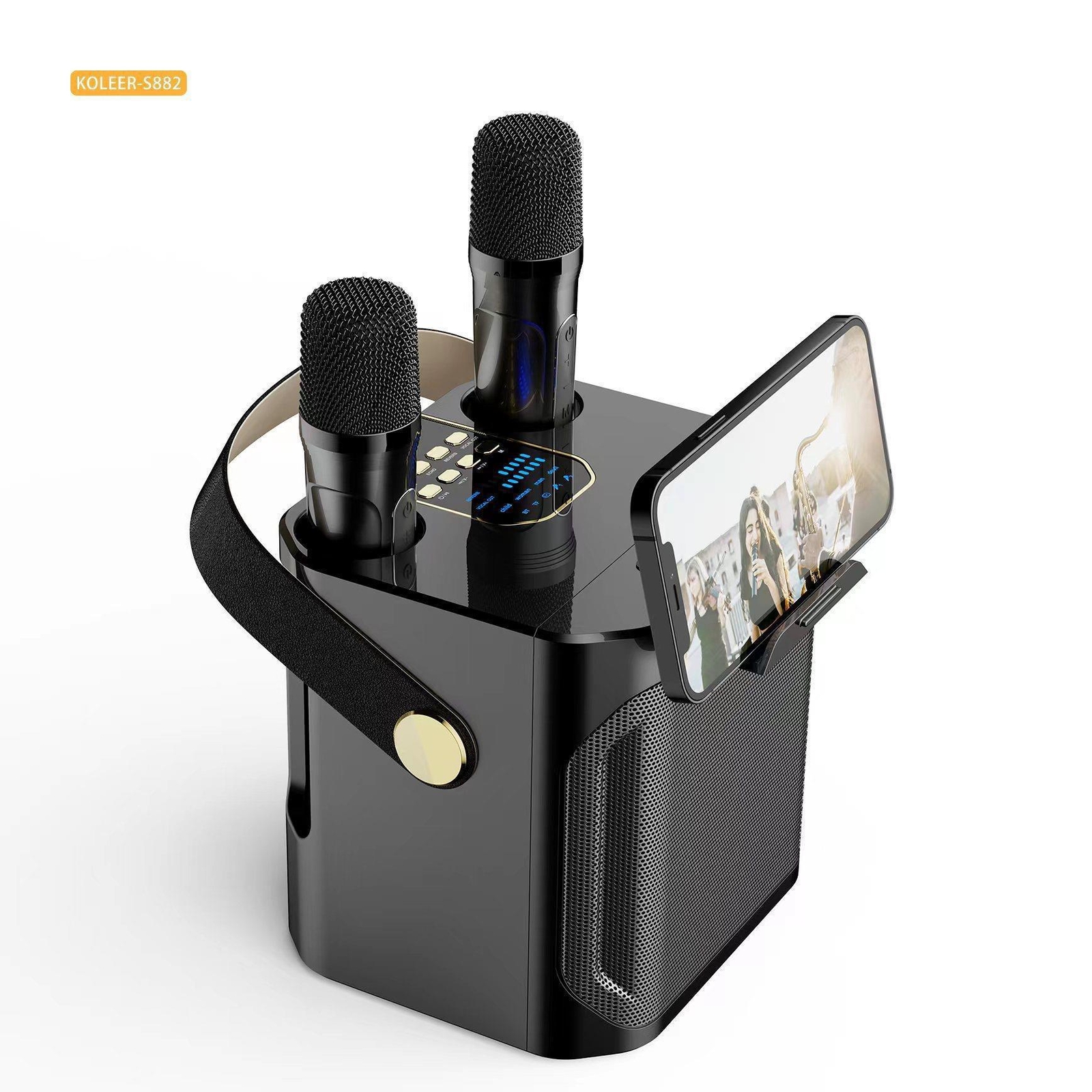 Portable Wireless Bluetooth Speakers with 2 Wireless Microphone Singing Machine - 5