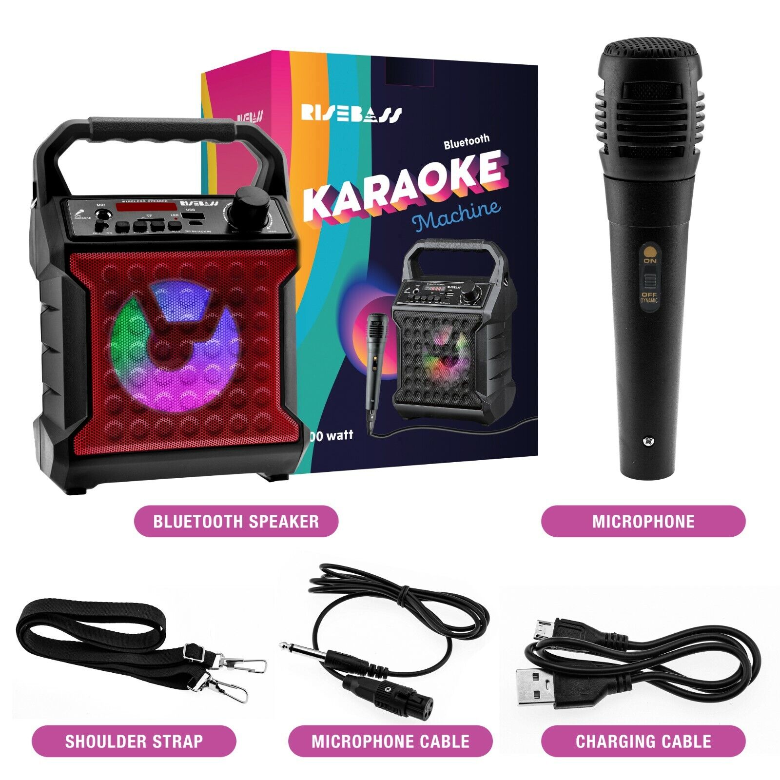 Bluetooth Speaker with Microphone Set Portable PA System for Kids Adults Recharg - 2