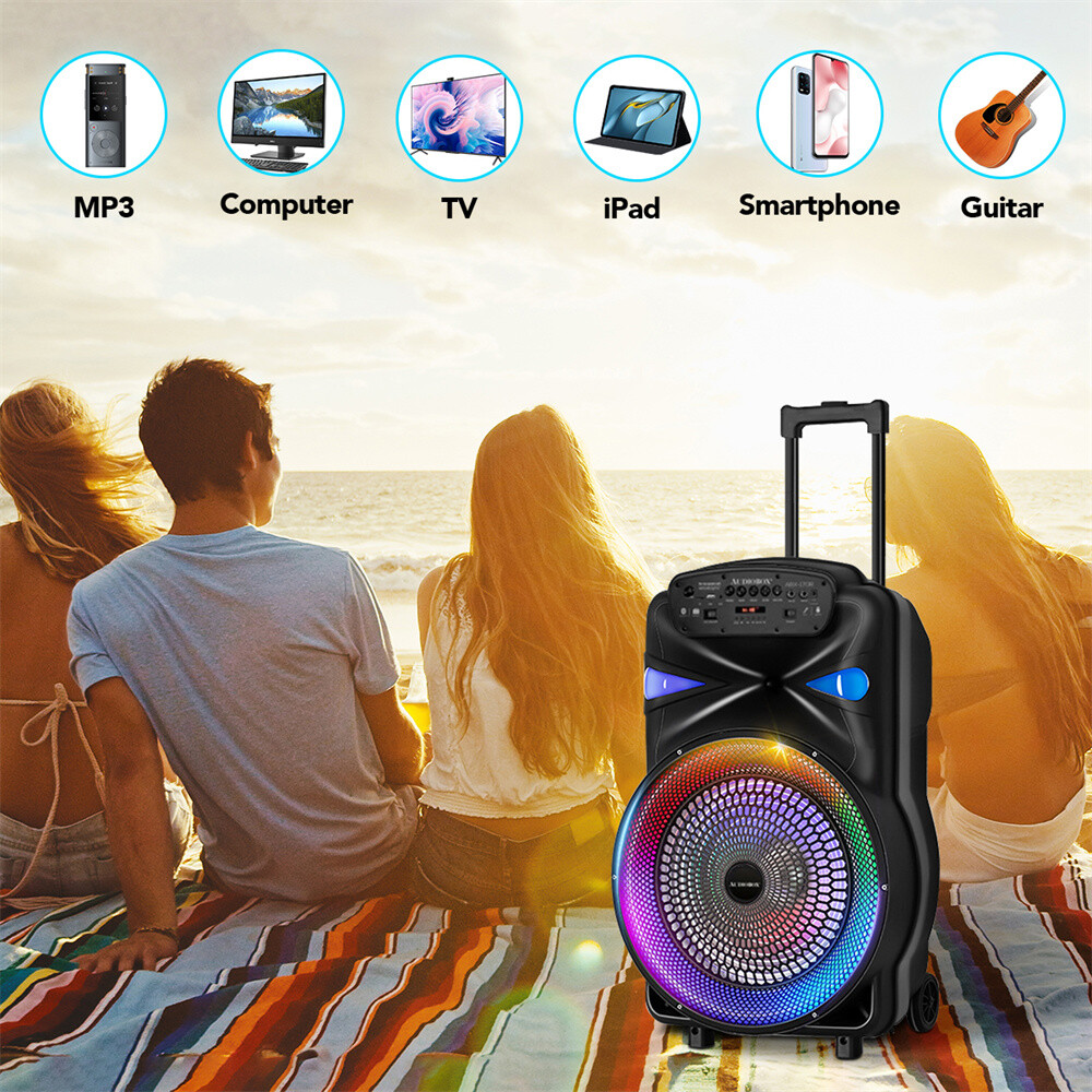 Portable 8''/15” Bluetooth Speaker Subwoofer Heavy Bass Party System Mic FM LOT - 16
