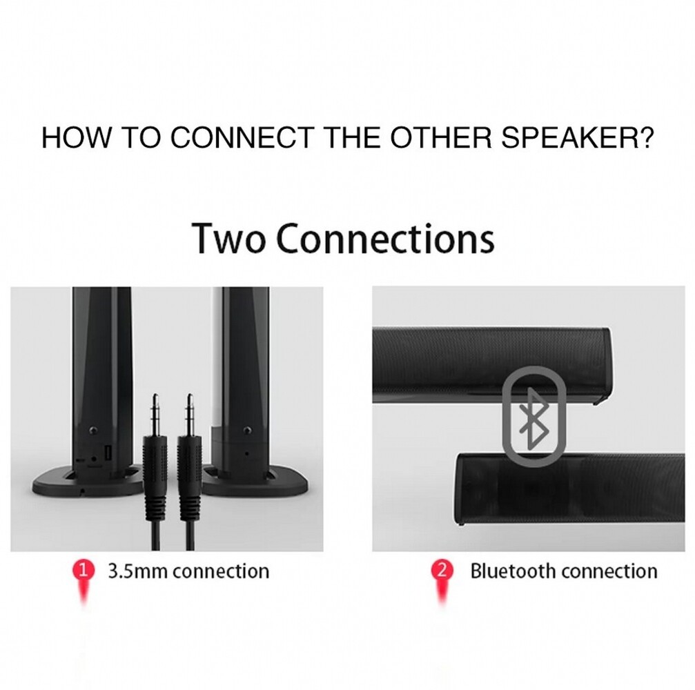 Bluetooth 5.0 Home TV Sound Bar Speaker System Wireless Subwoofer 3D Surround - 8