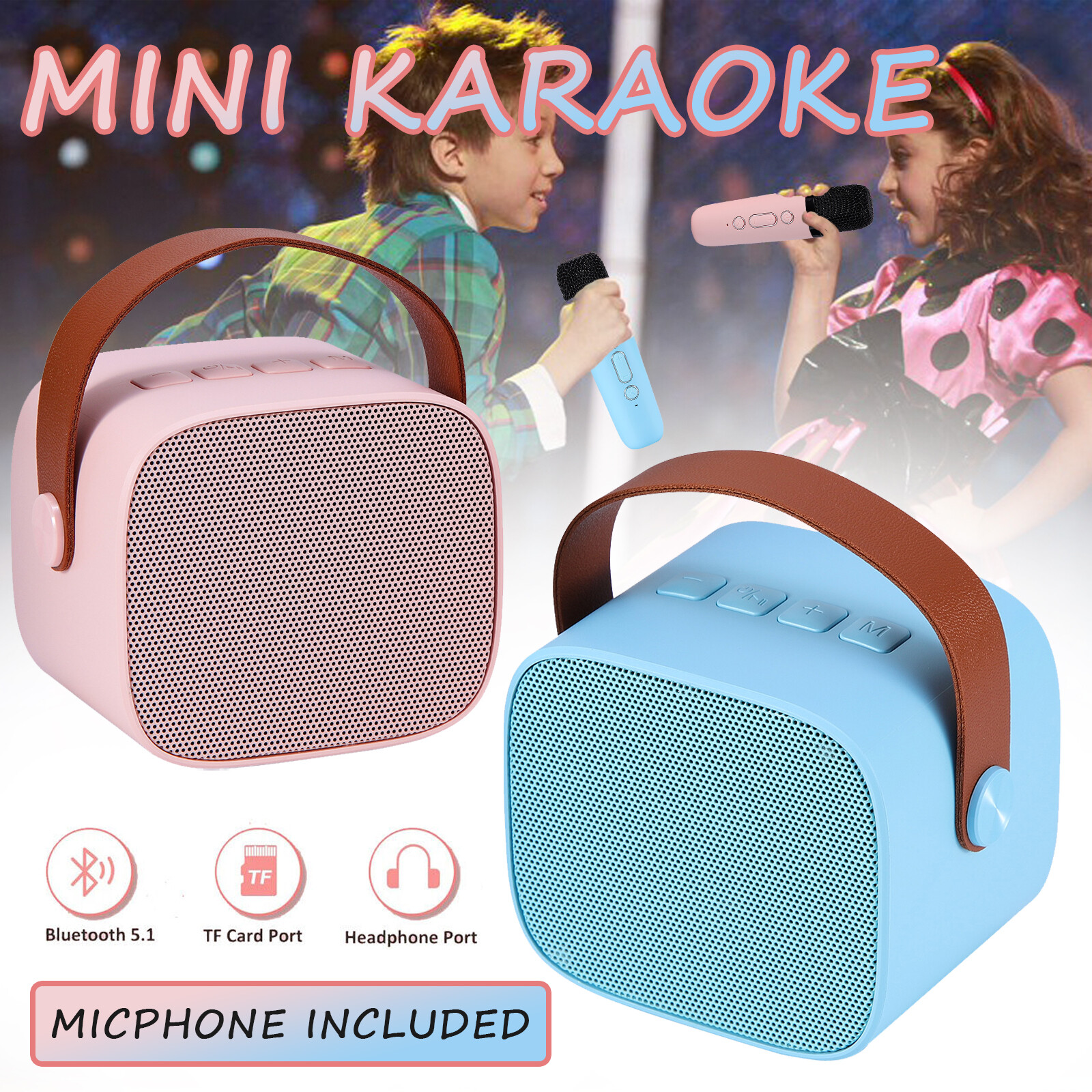 Mini Karaoke Machine for Adult and Kid Portable Handheld Bluetooth Speaker w/Mic