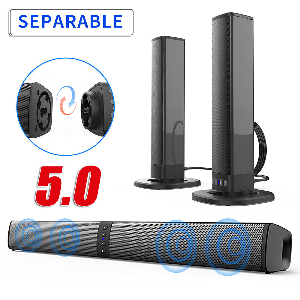 New Bluetooth Soundbar TV PC Sound System 3D Surround Subwoofer Speaker USB- - 2