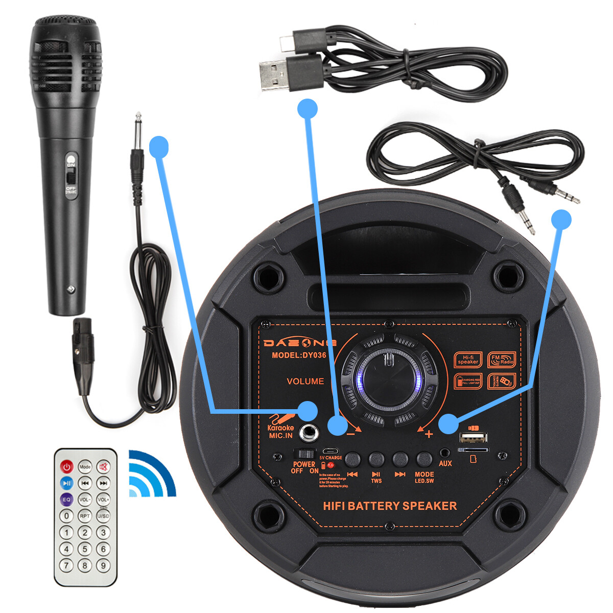 5000W Portable Bluetooth Speaker Subwoofer Heavy Bass Sound System Party + Mic - 8