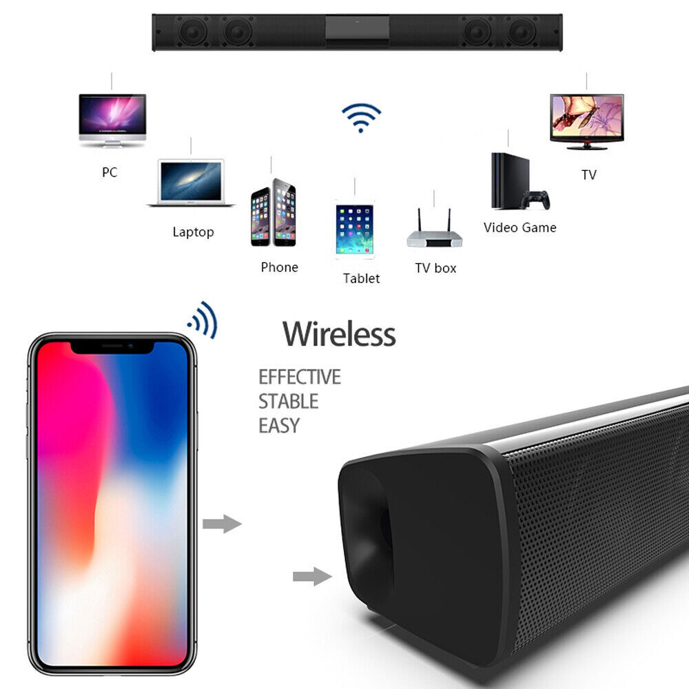 Surround Sound Bar Bluetooth Speaker System Wireless Subwoofer TV Home Theater - 20