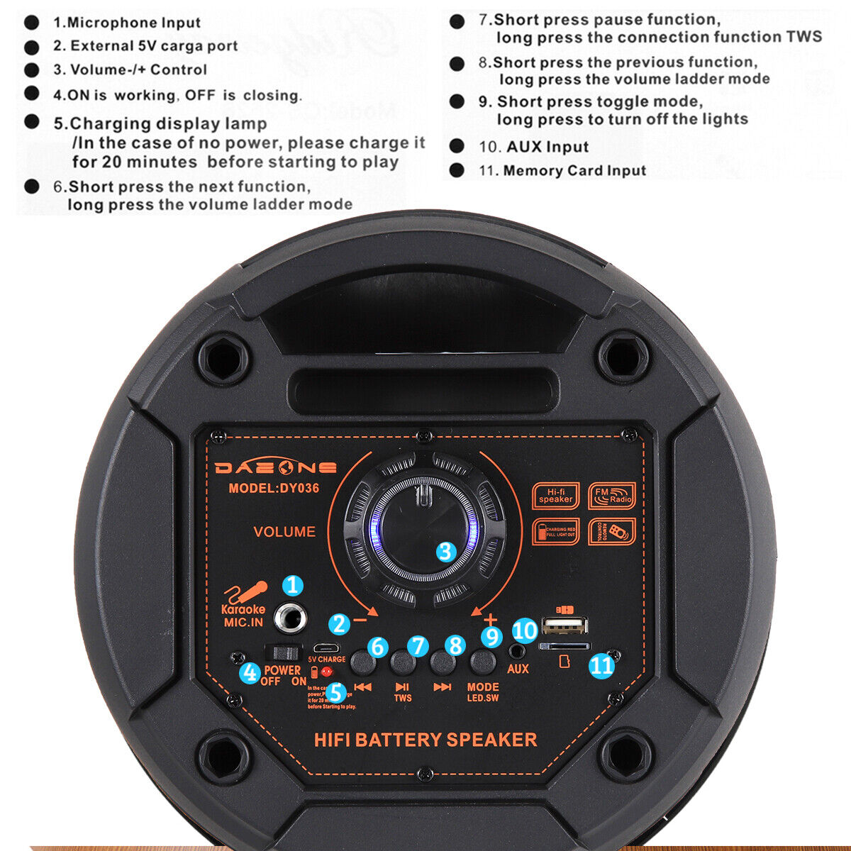 5000W Portable Bluetooth Speaker Subwoofer Heavy Bass Sound System Party + Mic - 24