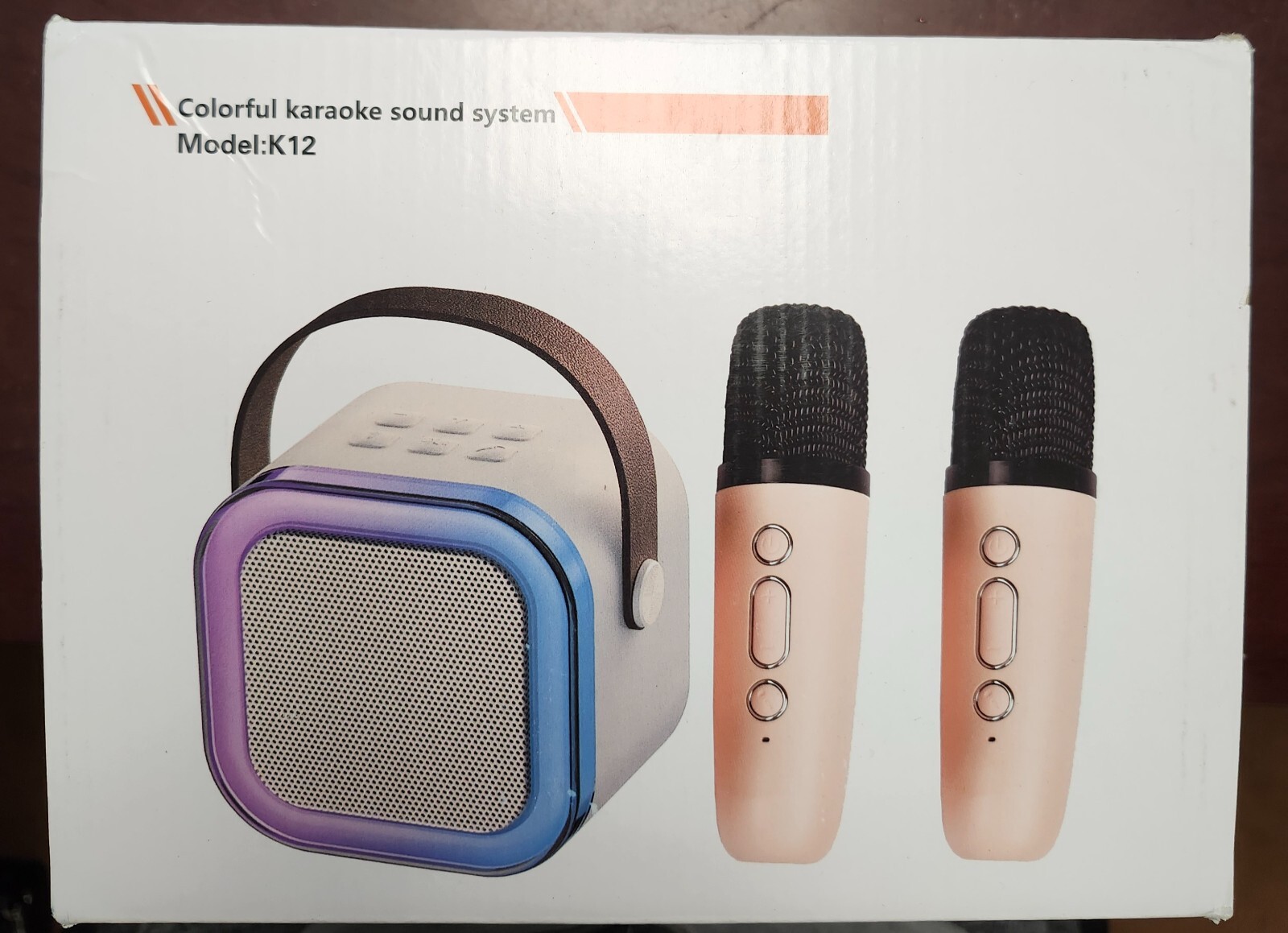 🔥FCZMO K12 Mini Karaoke Machine, Portable Bluetooth Speaker with 2 Mics Beige🔥 - 5