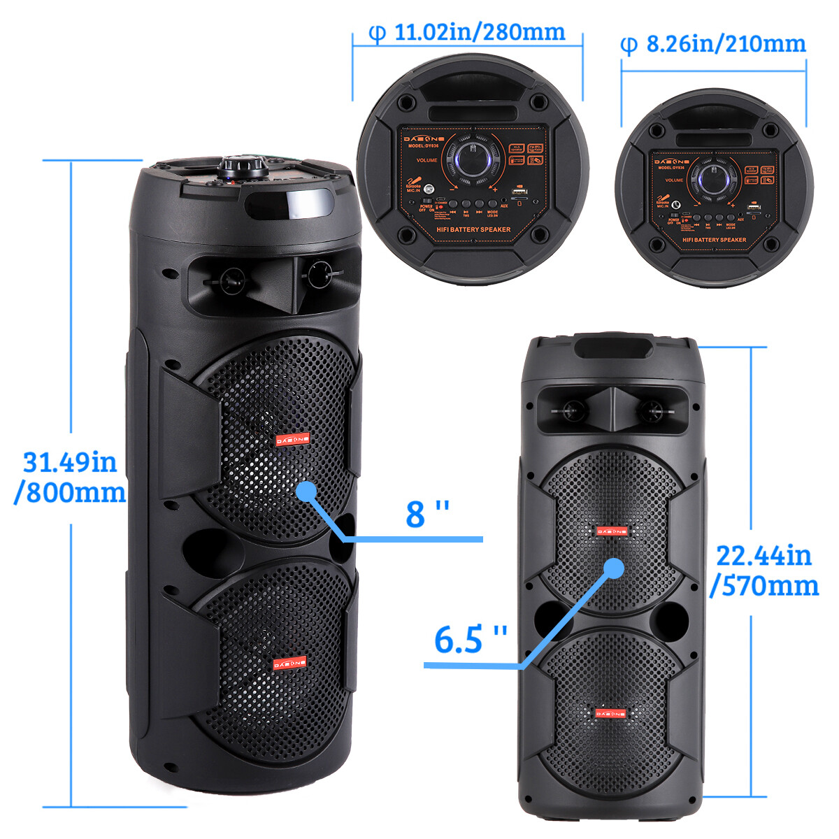 5000W Portable Bluetooth Speaker Subwoofer Heavy Bass Sound System Party + Mic - 3