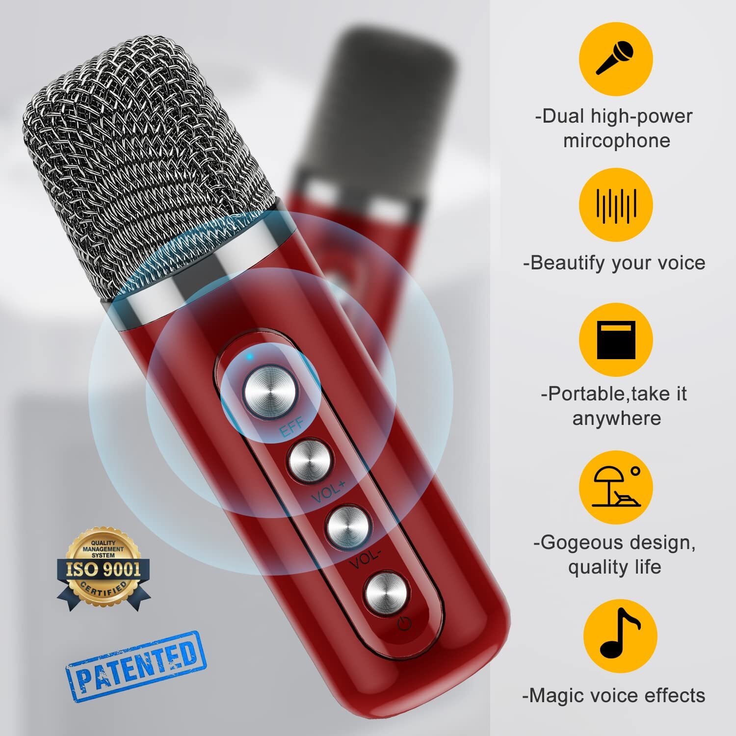 Karaoke Machine with 2 Wireless Microphones, 3000mAh Portable Bluetooth Karao... - 1