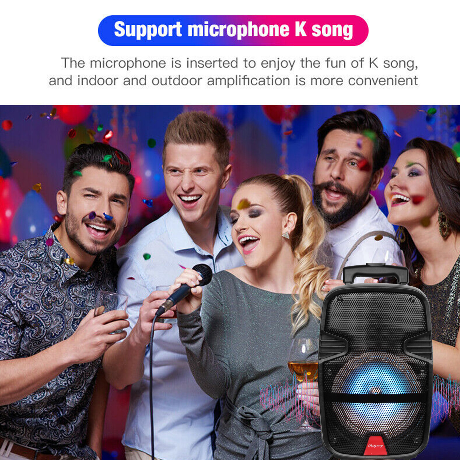 8" Portable FM BT Party Speaker Subwoofer Heavy Bass Sound 3000W w/ Microphone - 6
