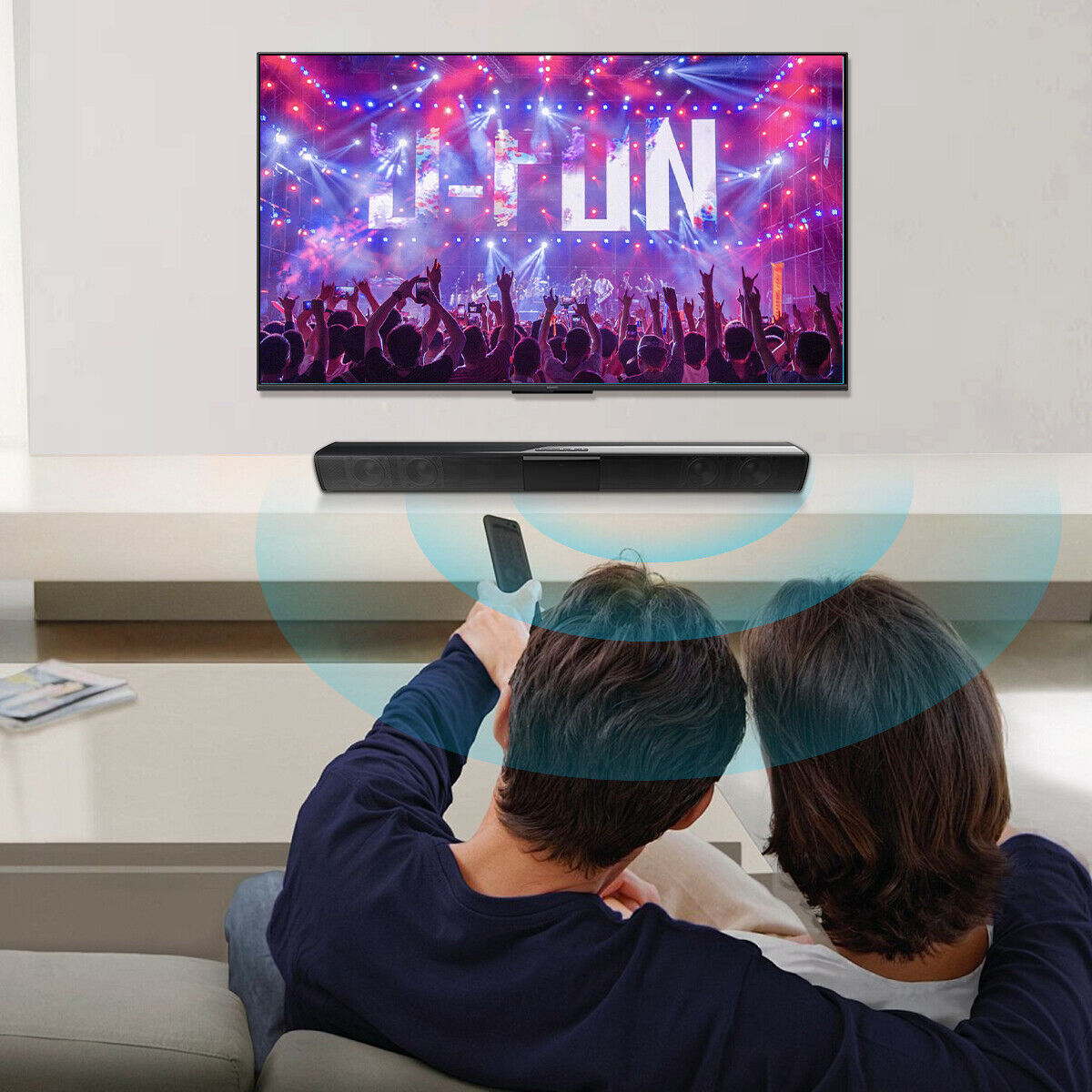 Surround Sound Bar 4 Speaker System Bluetooth Subwoofer TV Home Theater w/Remote - 10