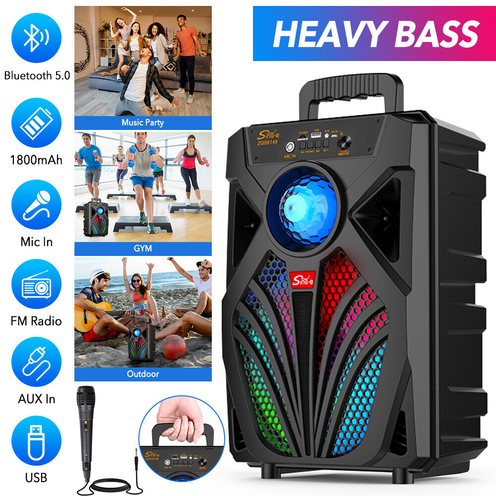 2000W Portable Bluetooth Speaker Sub woofer Heavy Bass Sound Party System w/ Mic - 7