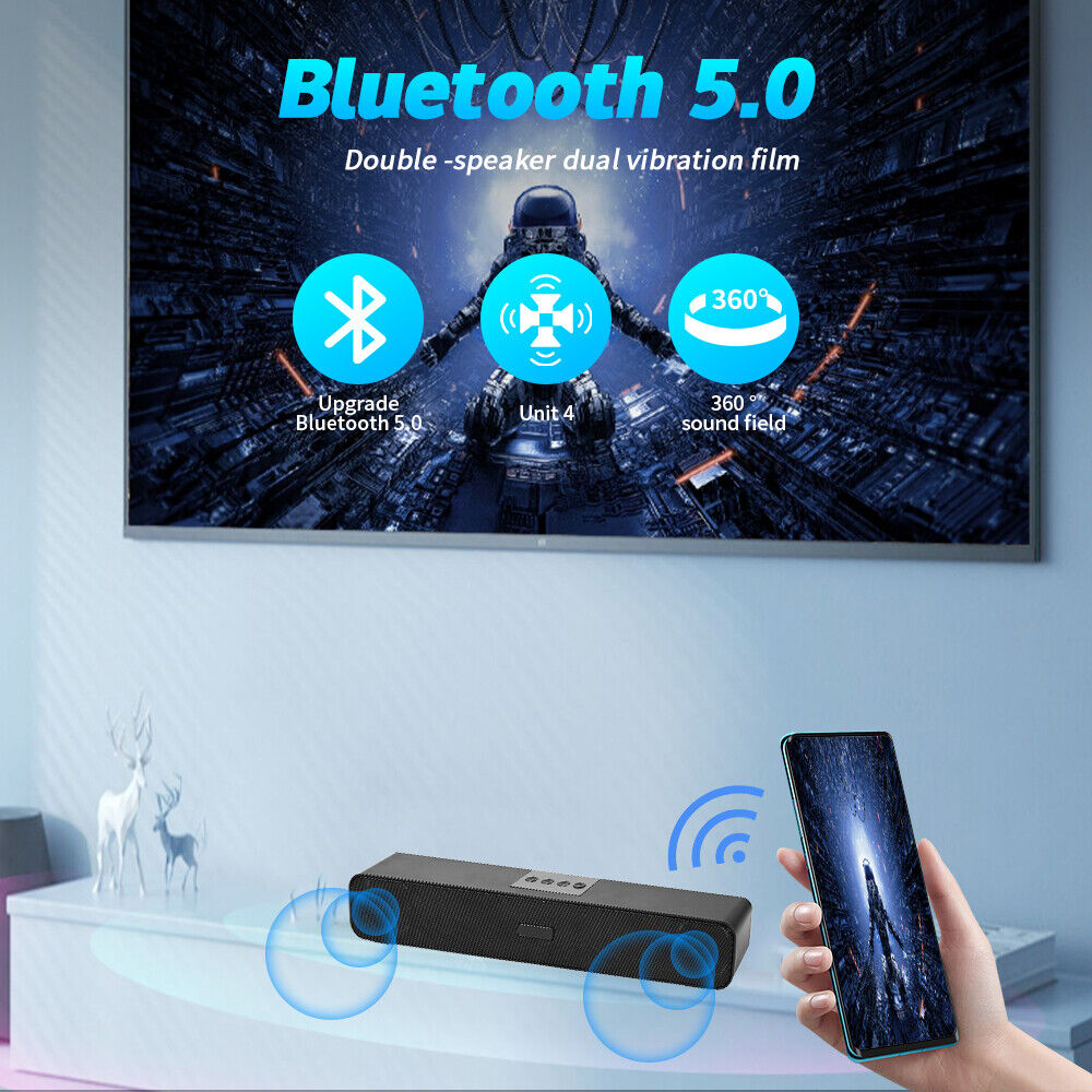 Bluetooth 5.0 Wireless TV Soundbar Speaker 3D Sound Bar Home Theater Subwoofer - 1