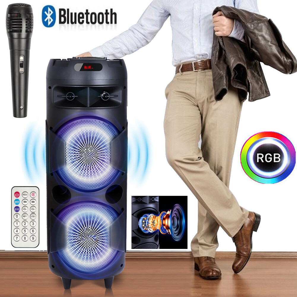 Dual 6.5" Woofer Portable FM Bluetooth Party Speaker Heavy Bass Sound With Mic - 1