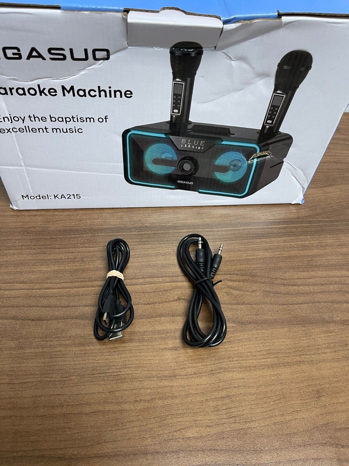 Bigasuo KA215 Black Portable Karaoke Machine With 2 UHF Wireless Microphones - 6