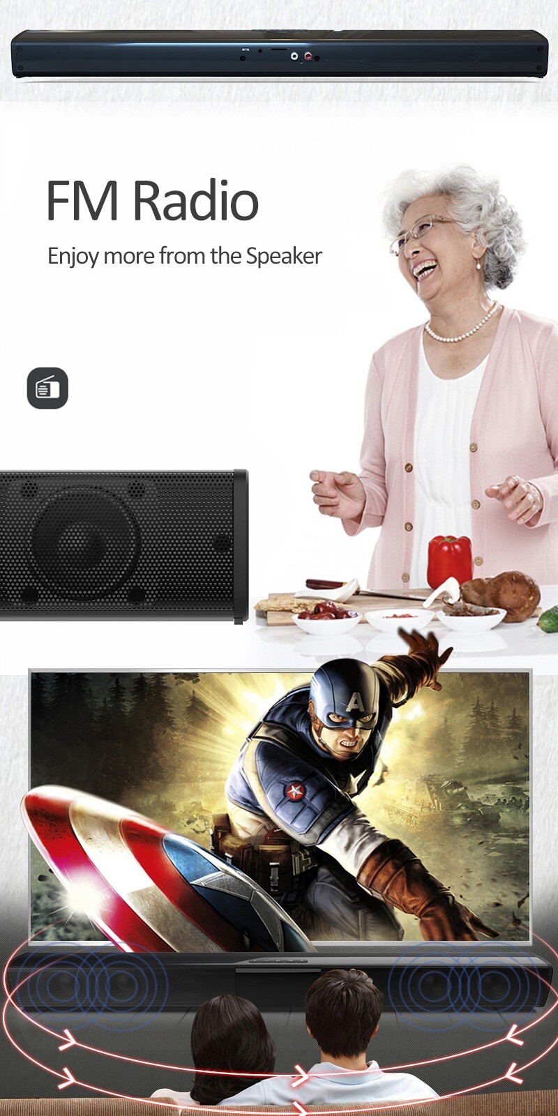 TV Speaker Bluetooth Speakers for Computer 2.1 Soundbar Subwoofer Bass Stereo - 11