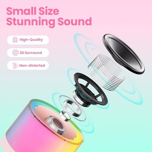 Mini Kids Karaoke Machine, Unique Gifts for Girls Boys with Colorful Pink-2Mic - 5