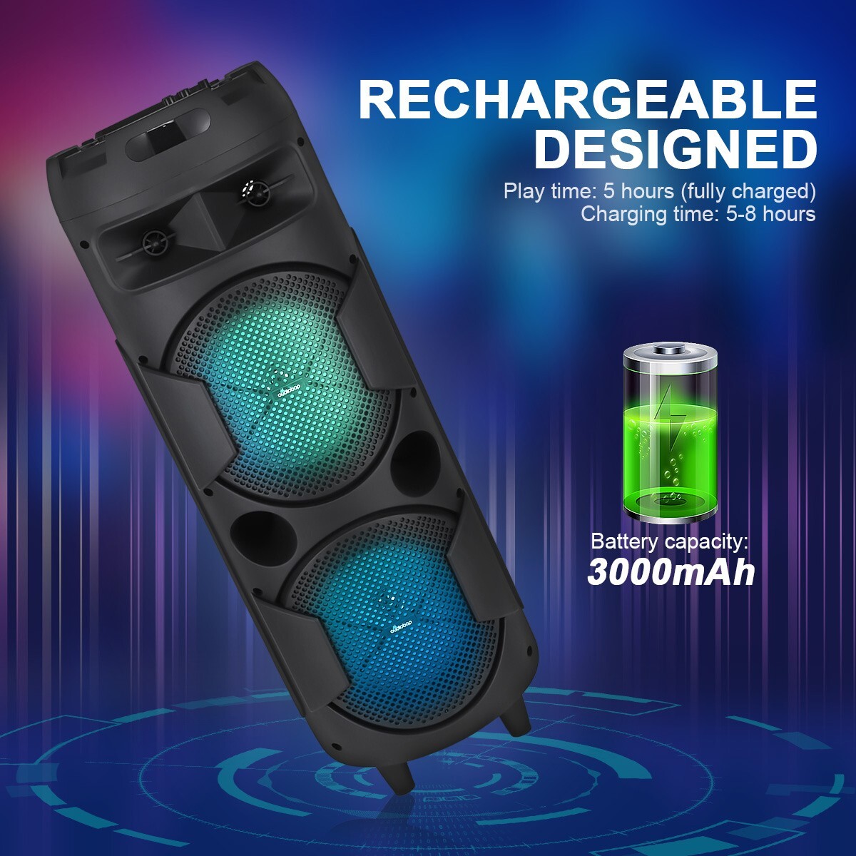 Party Portable Wireless Bluetooth Speaker Bass Sound Subwoofer with Microphone - 8