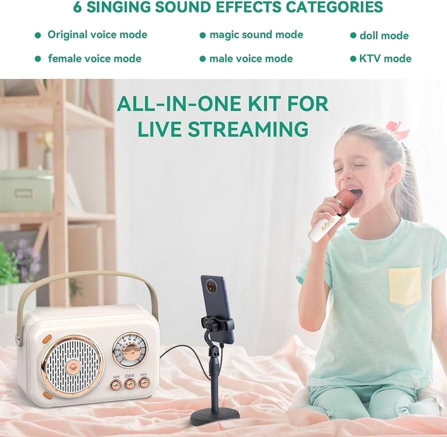 Portable Bluetooth Karaoke Speaker with Microphone Home Handheld Speaker Machine - 1