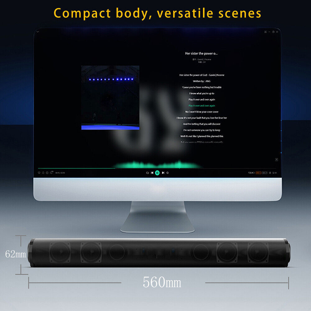 Surround Sound Bar Bluetooth Speaker System Wireless Subwoofer TV Home Theater - 2