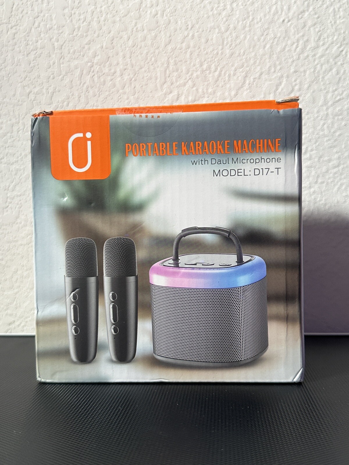 Mini Karaoke Machine, Portable Bluetooth Karaoke Speaker Unpowered Gray 2 Mic